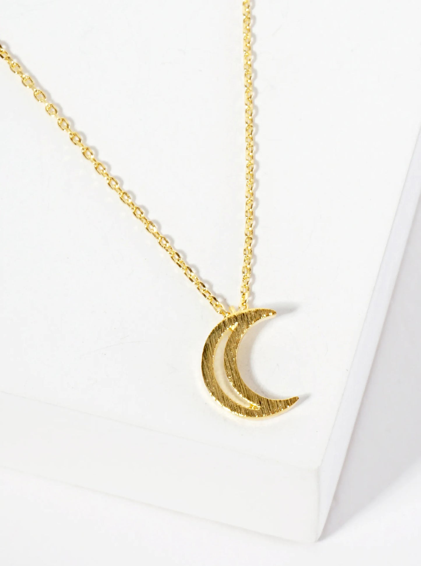 Celestial-Theme 18K-Gold-Dipped Cutout Crescent-Moon Pendant Necklace