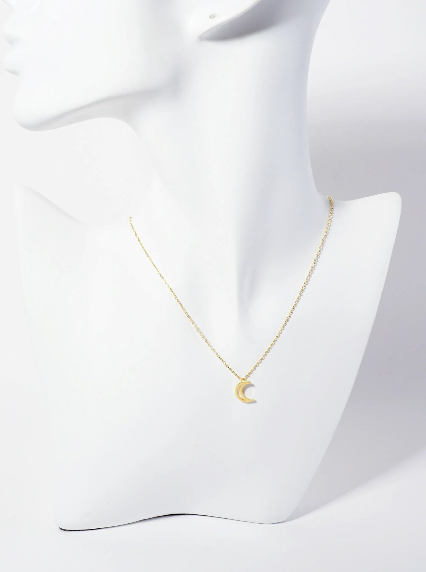 Celestial-Theme 18K-Gold-Dipped Cutout Crescent-Moon Pendant Necklace