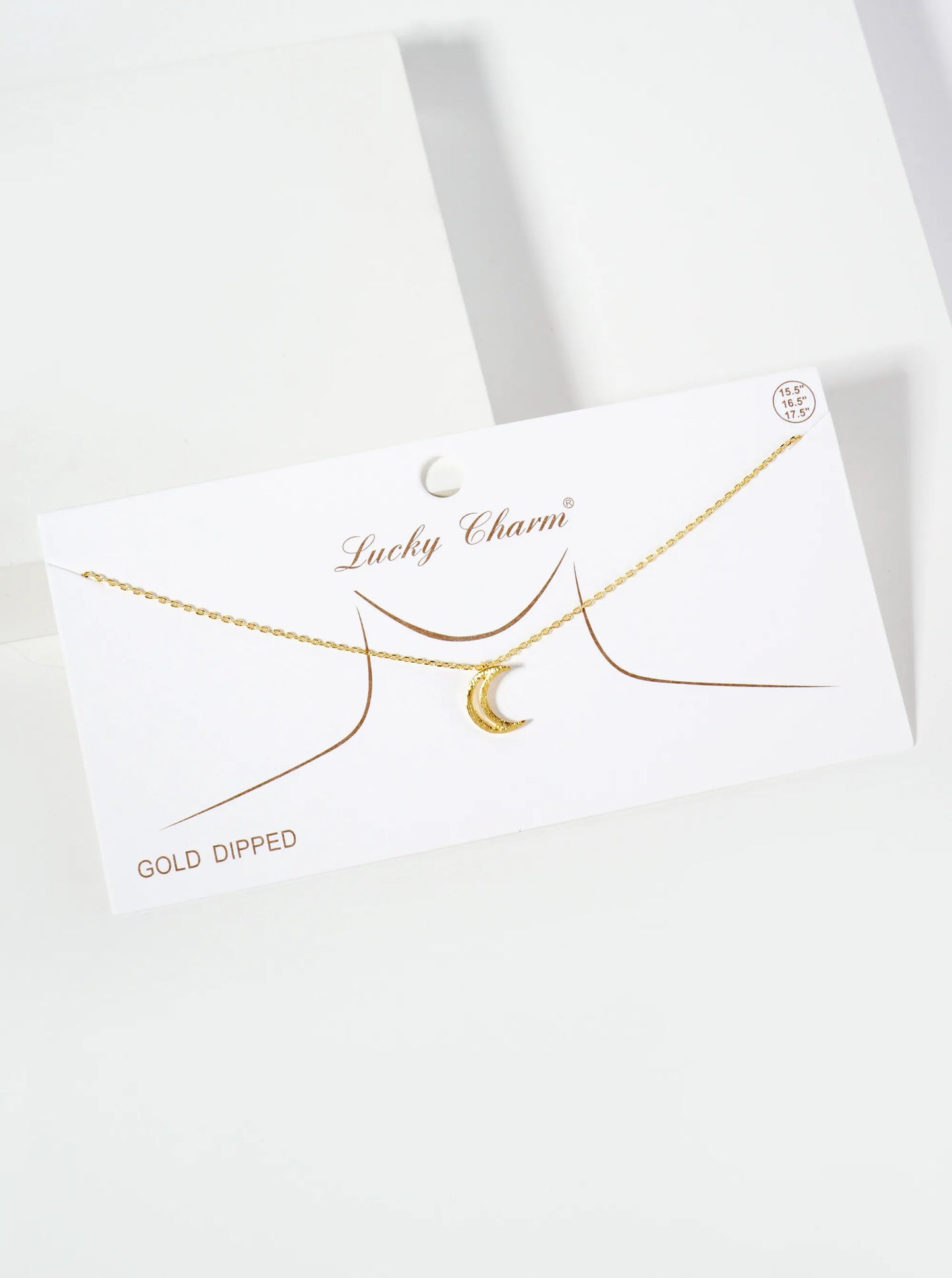 Celestial-Theme 18K-Gold-Dipped Cutout Crescent-Moon Pendant Necklace