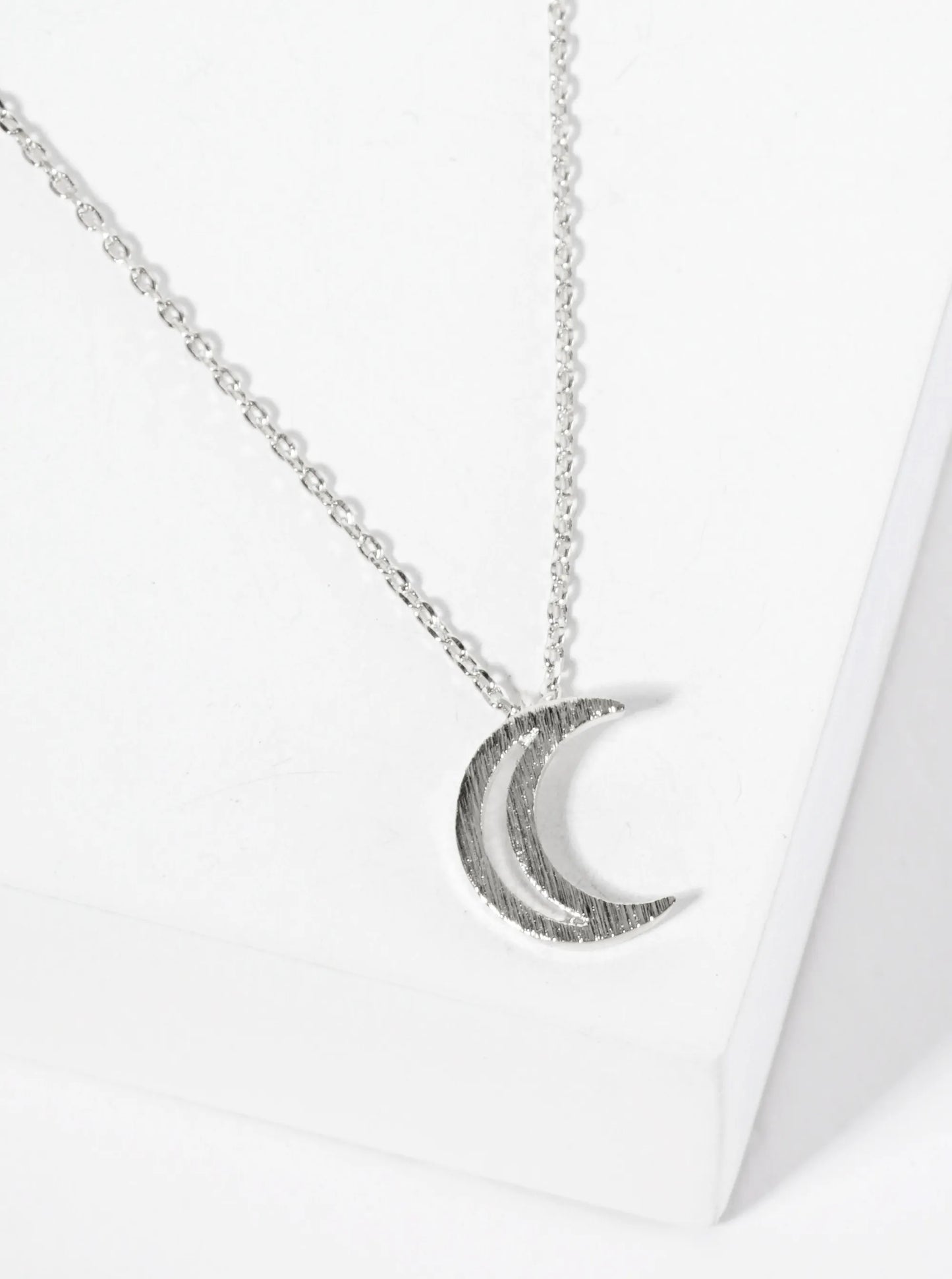 Celestial-Theme 18K-Gold-Dipped Cutout Crescent-Moon Pendant Necklace