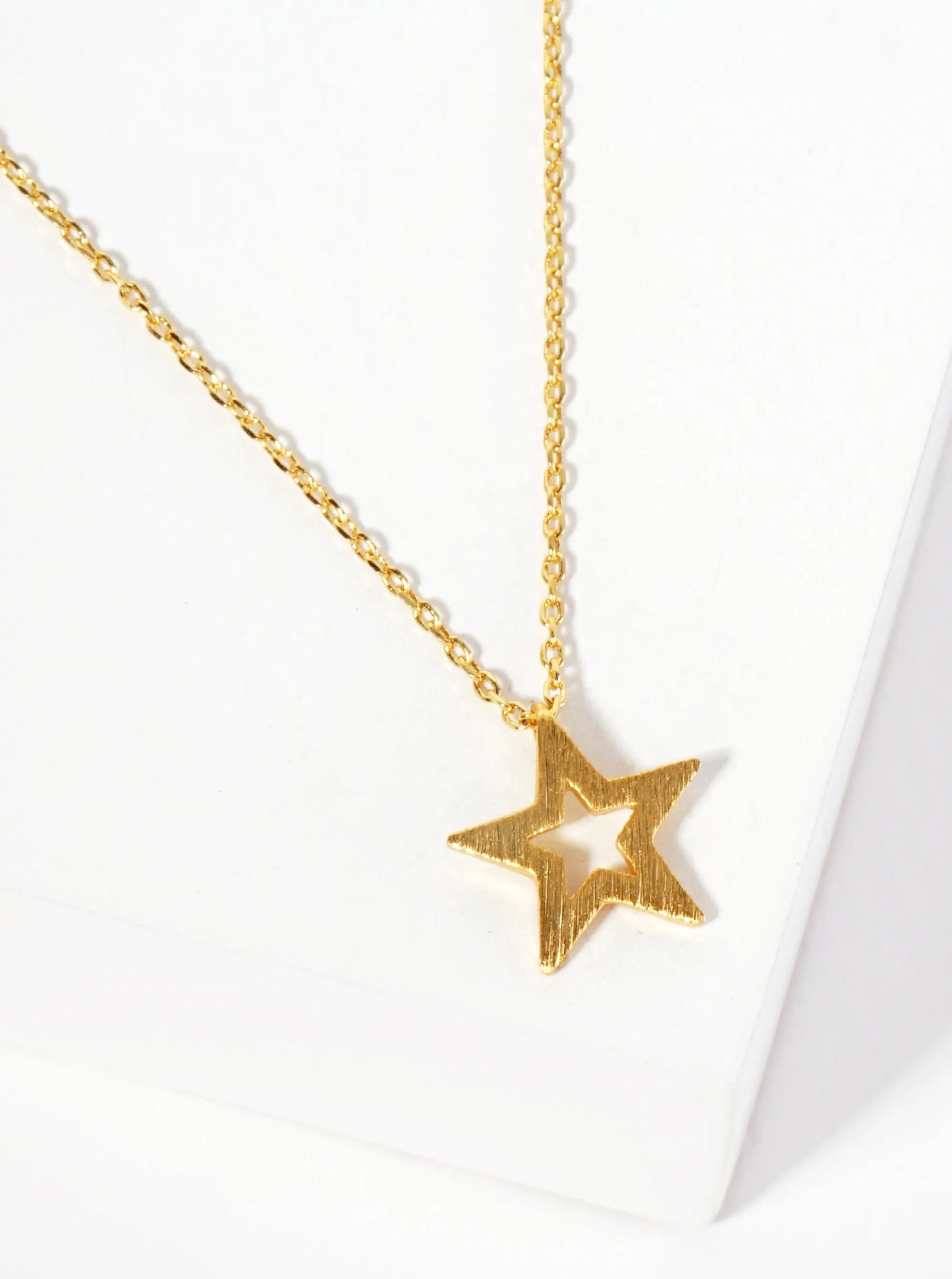 Celestial-Theme 18K-Gold-Dipped Cutout Star Pendant Necklace