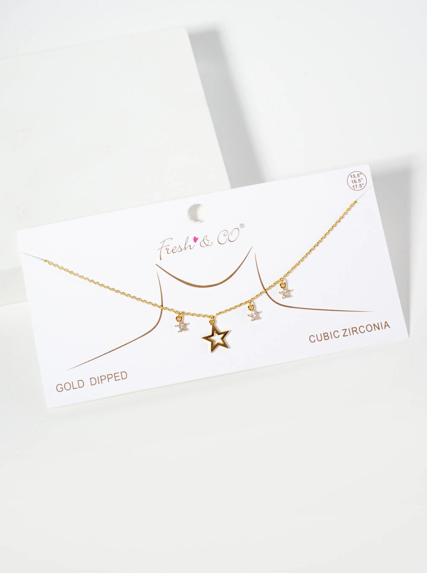 Celestial-Theme 18K-Gold-Dipped Cutout Star Pendant Necklace With CZ Star Charms