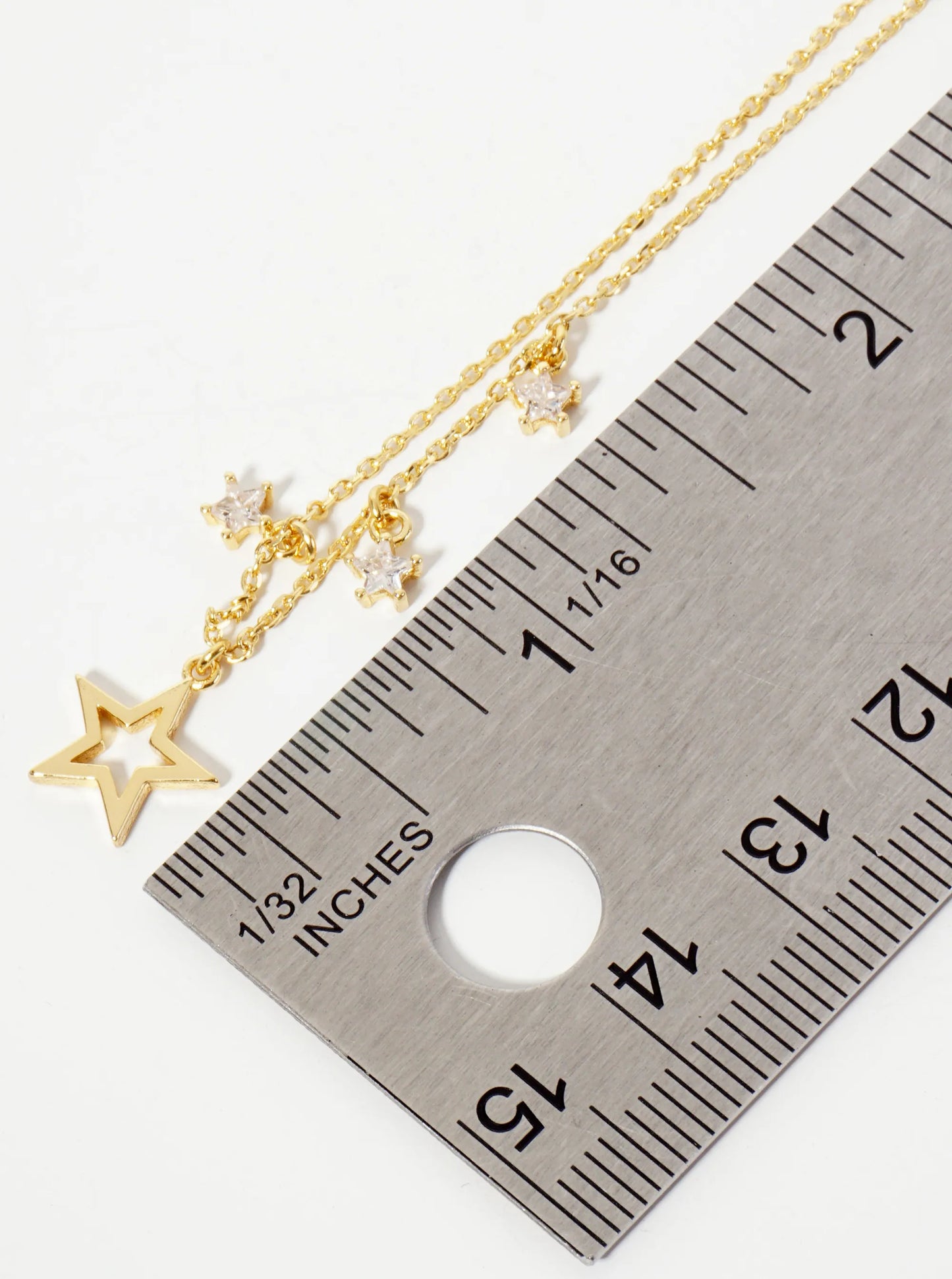 Celestial-Theme 18K-Gold-Dipped Cutout Star Pendant Necklace With CZ Star Charms