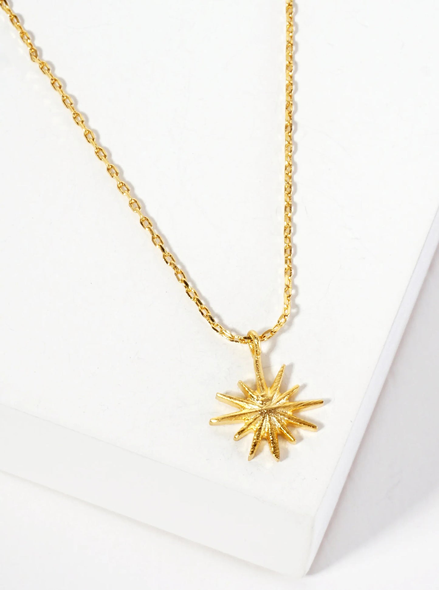 Celestial-Theme 18K-Gold-Dipped Starburst Pendant Necklace