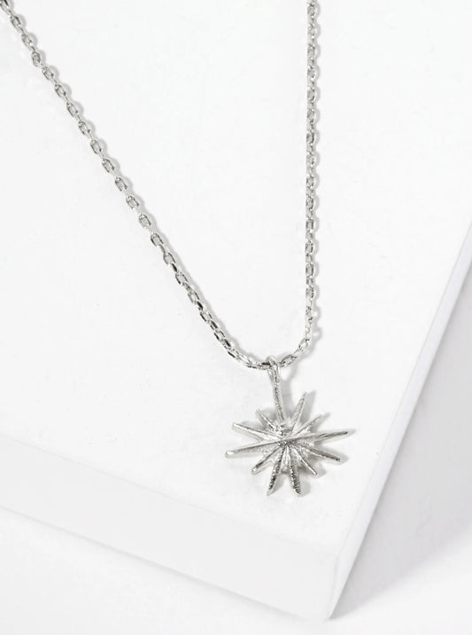 Celestial-Theme 18K-Gold-Dipped Starburst Pendant Necklace
