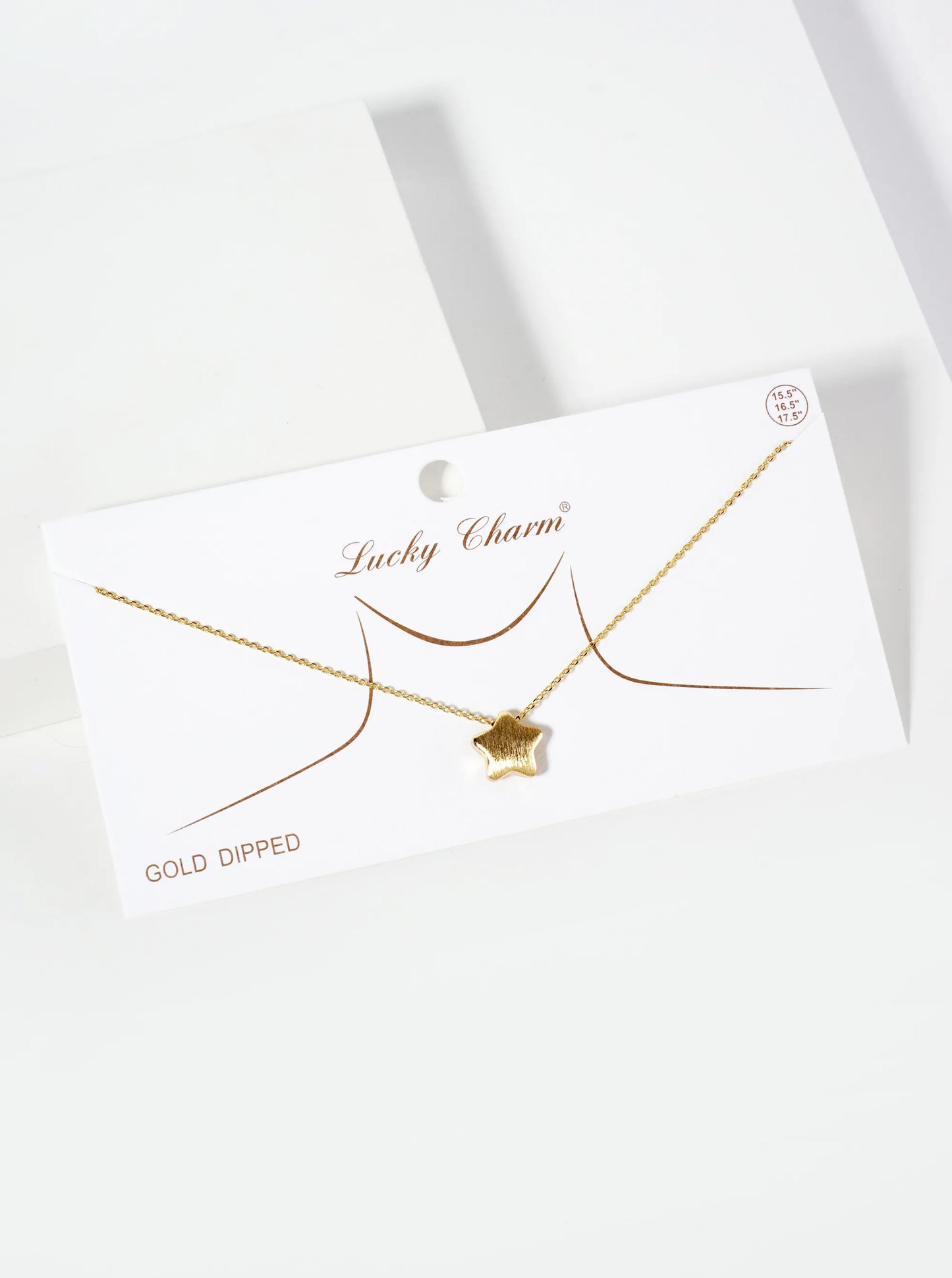 Celestial-Theme Brushed-Texture 12mm Star Pendant 18K-Gold-Dipped Necklace