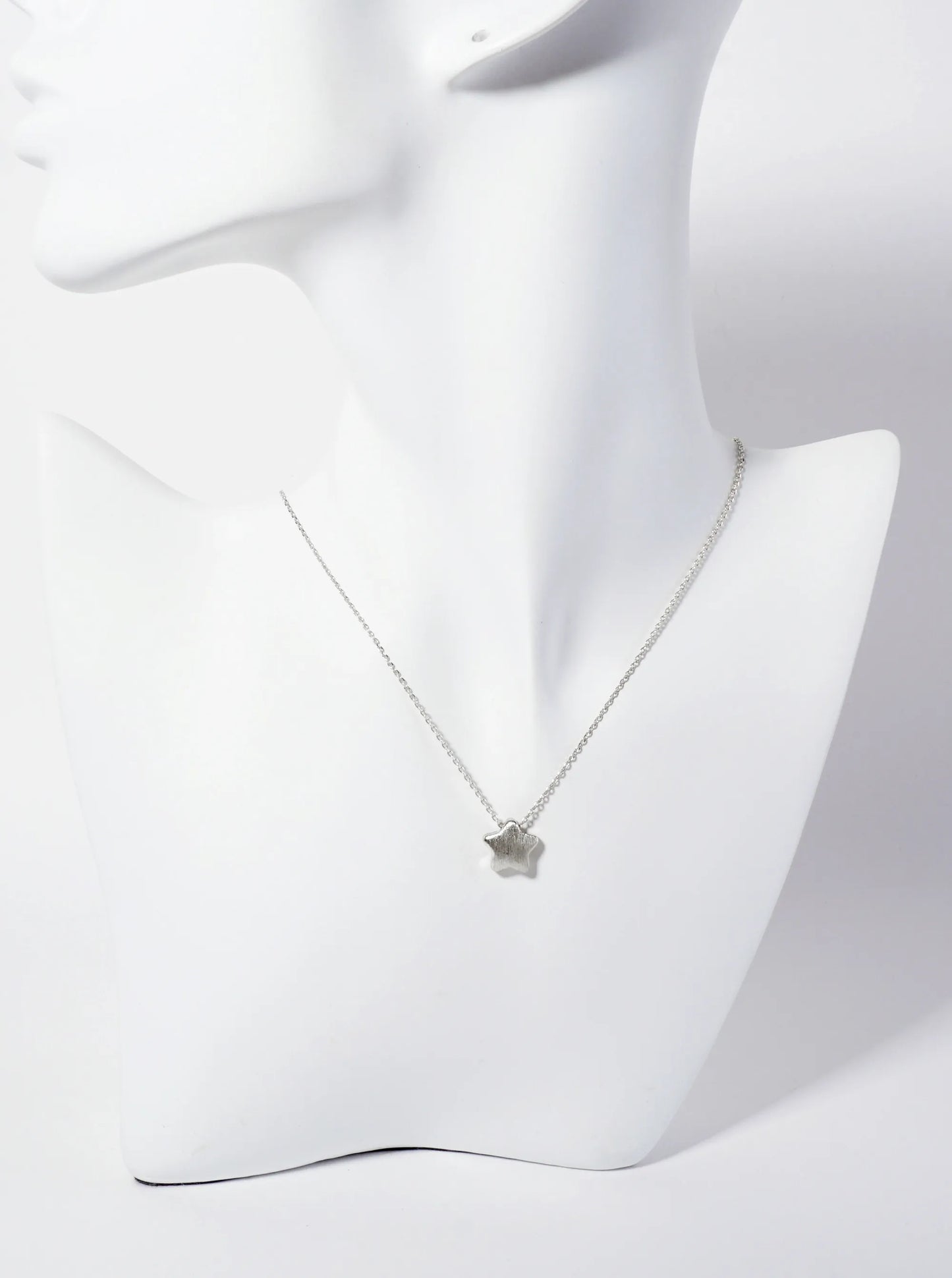 Celestial-Theme Brushed-Texture 12mm Star Pendant 18K-Gold-Dipped Necklace