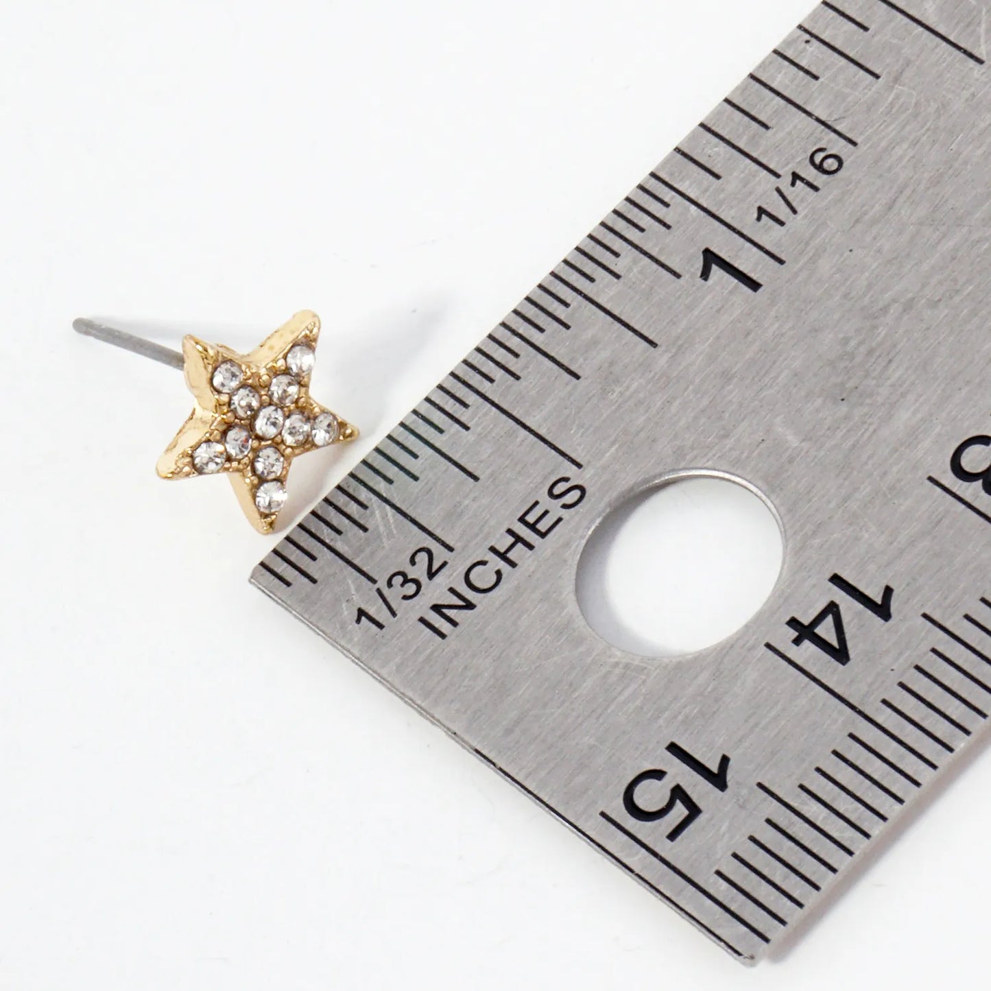 Celestial-Theme Crystal-Pave 10mm Star Stud Earrings