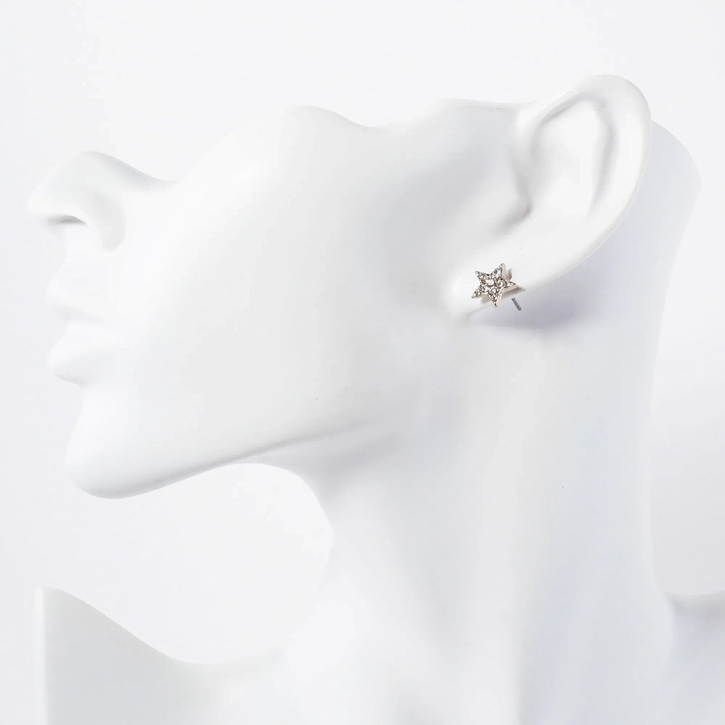 Celestial-Theme Crystal-Pave 10mm Star Stud Earrings