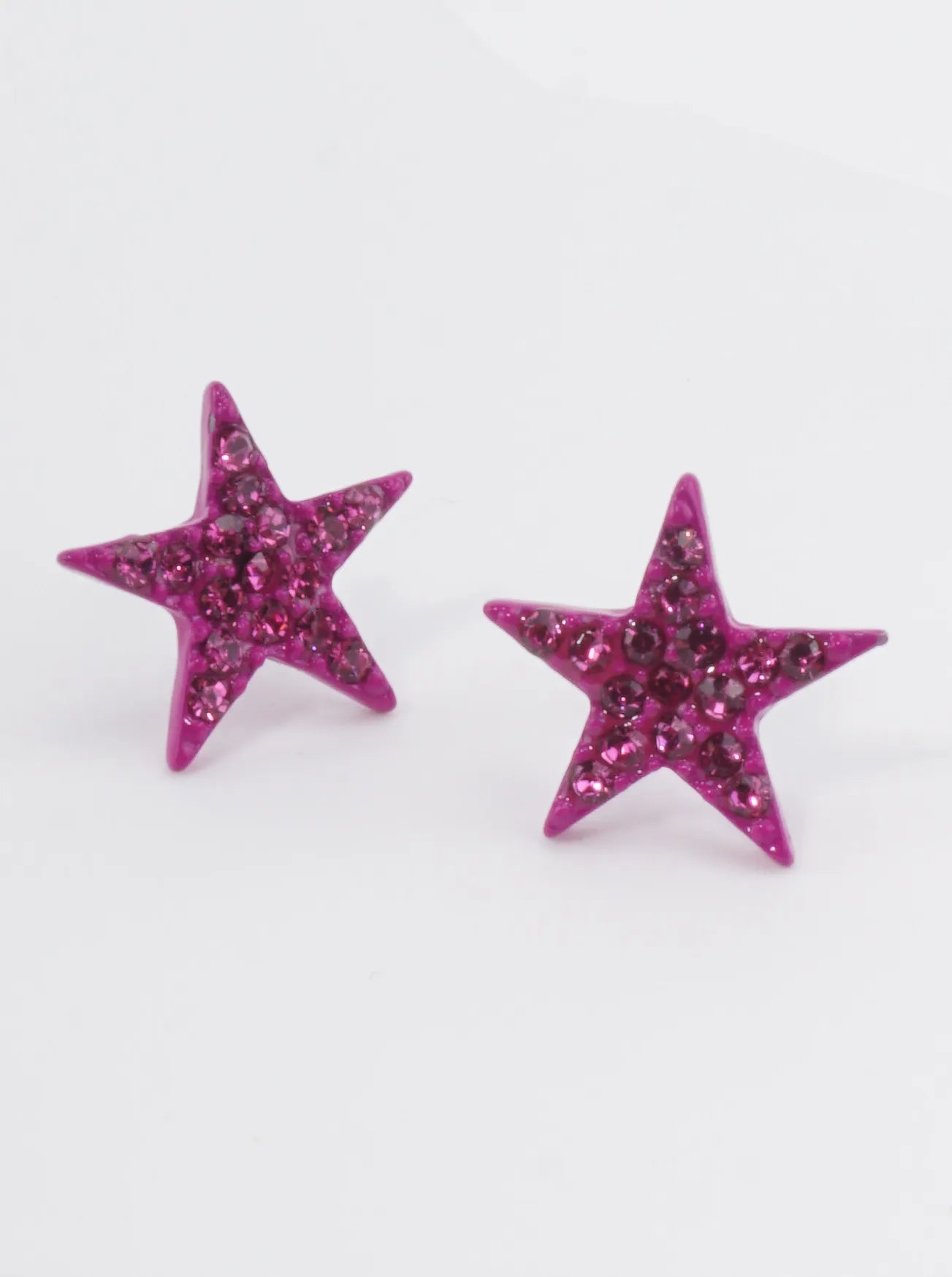 Celestial-Theme Crystal-Pave 13mm Star Stud Earrings