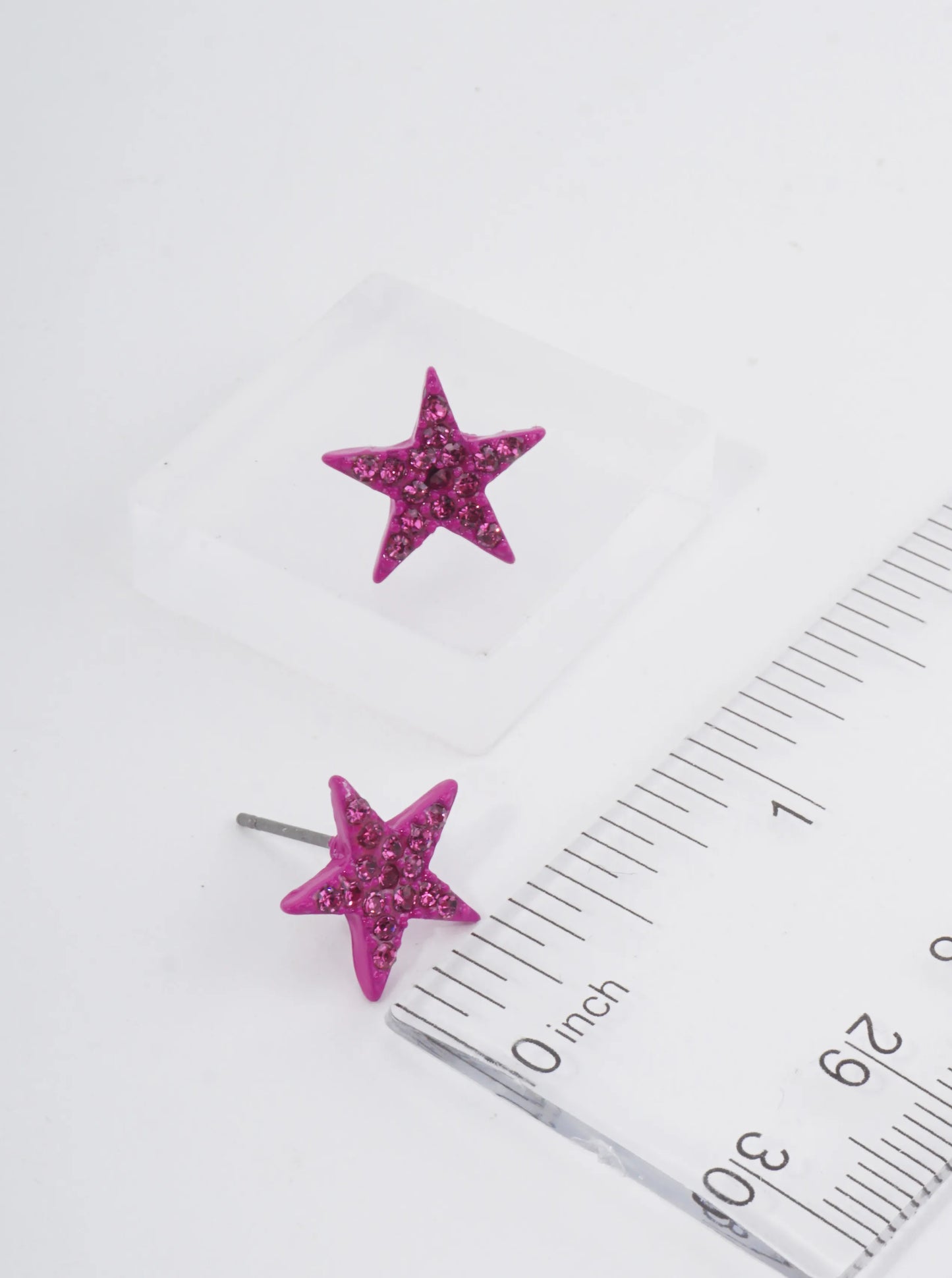 Celestial-Theme Crystal-Pave 13mm Star Stud Earrings