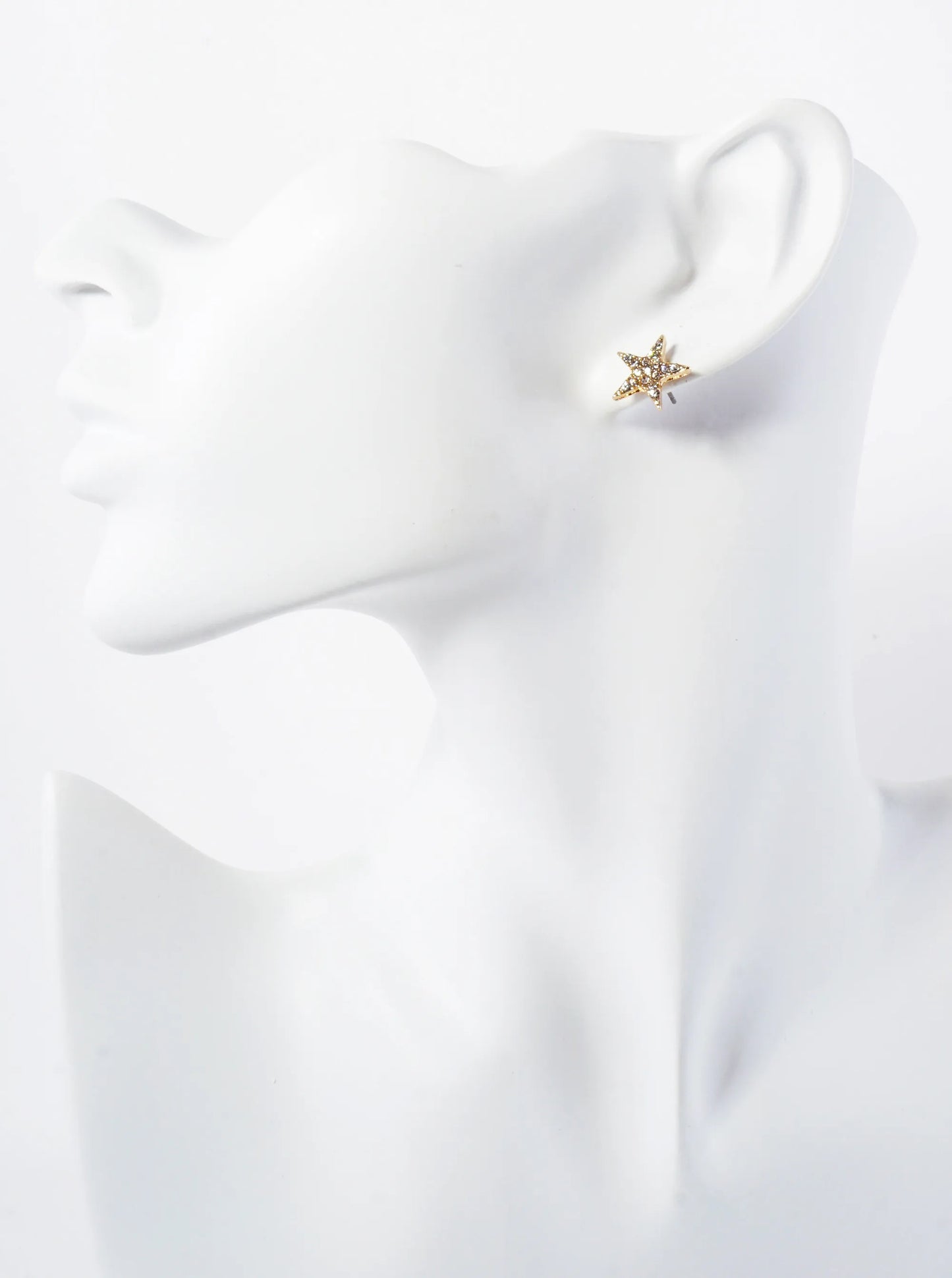 Celestial-Theme Crystal-Pave 13mm Star Stud Earrings