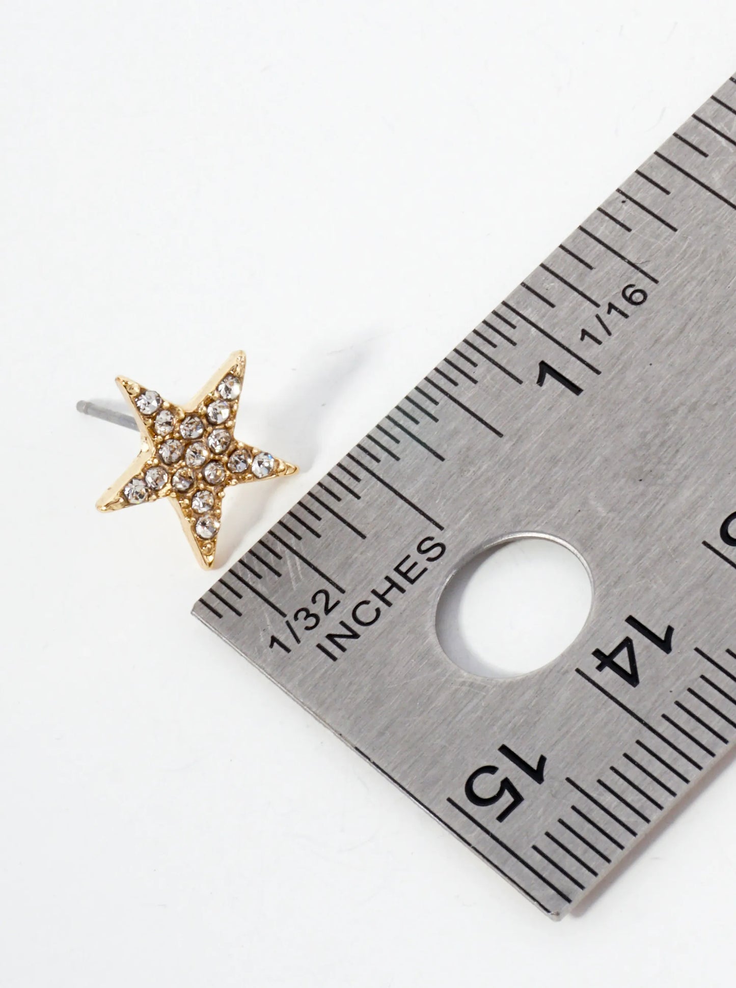 Celestial-Theme Crystal-Pave 13mm Star Stud Earrings