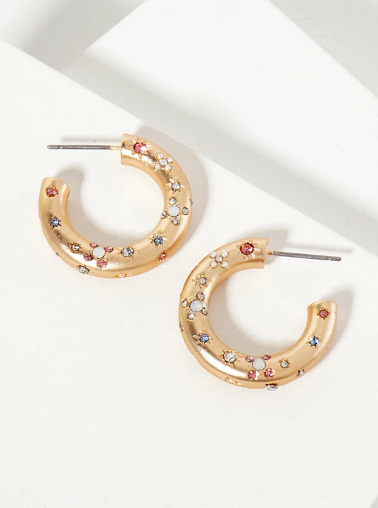 Celestial-Theme Crystal-Pave 25mm Open Hoop Earrings