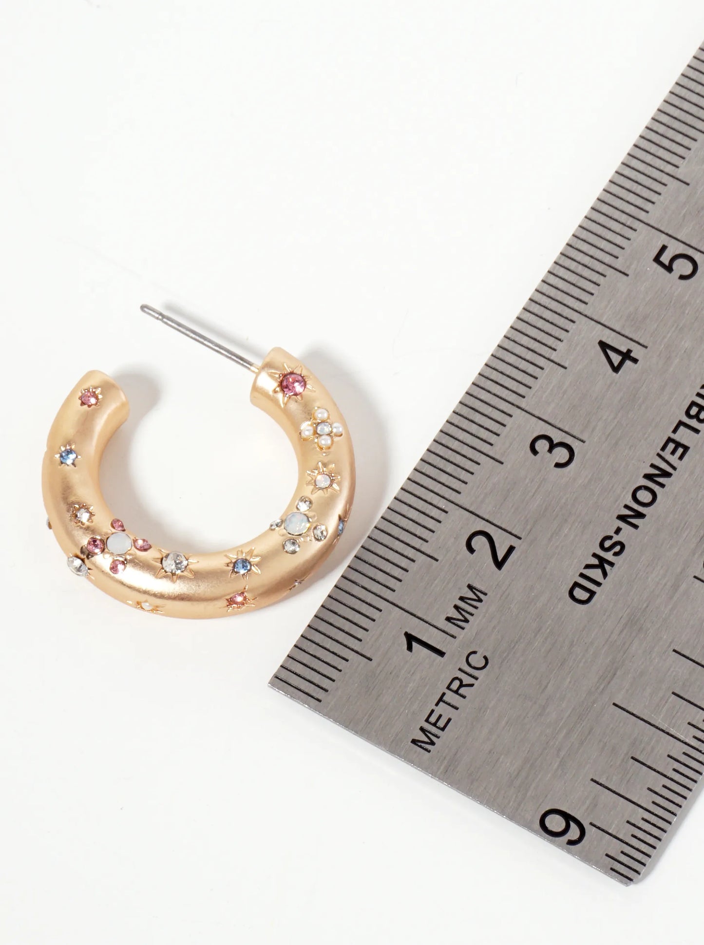 Celestial-Theme Crystal-Pave 25mm Open Hoop Earrings