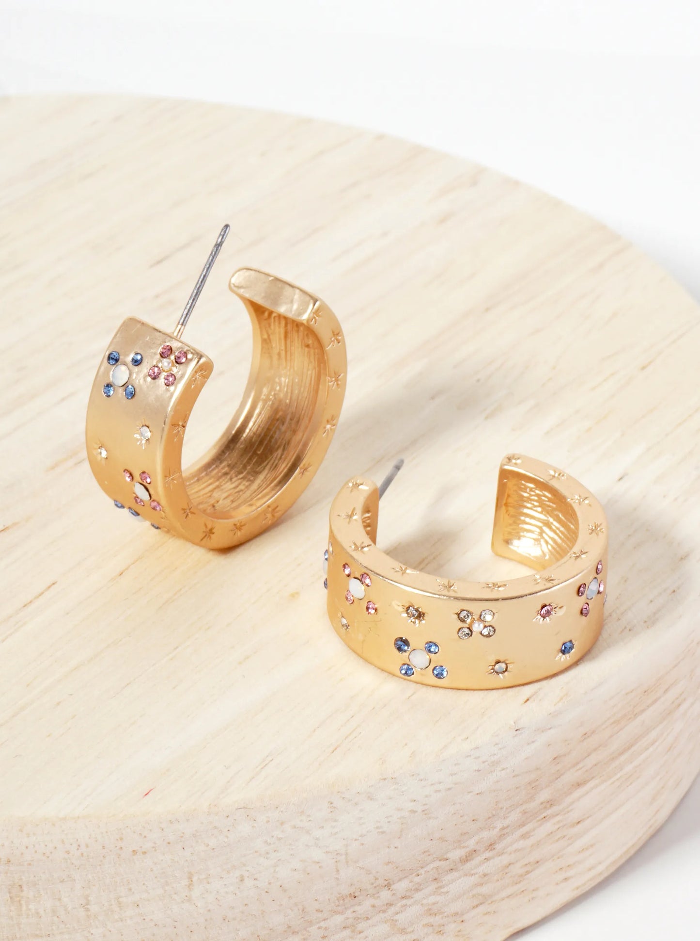 Celestial-Theme Crystal-Pave 25mm Open Hoop Earrings With 9mm Thickness