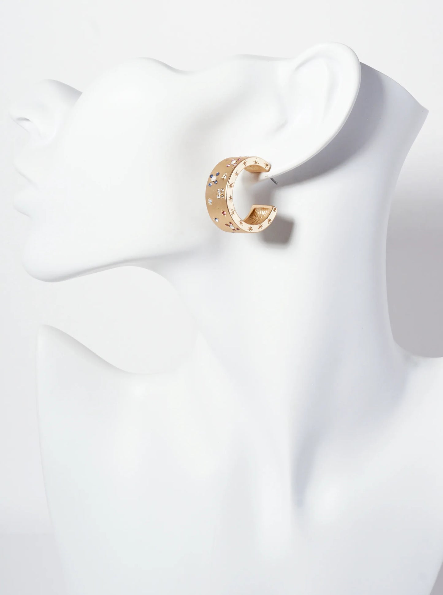 Celestial-Theme Crystal-Pave 25mm Open Hoop Earrings With 9mm Thickness