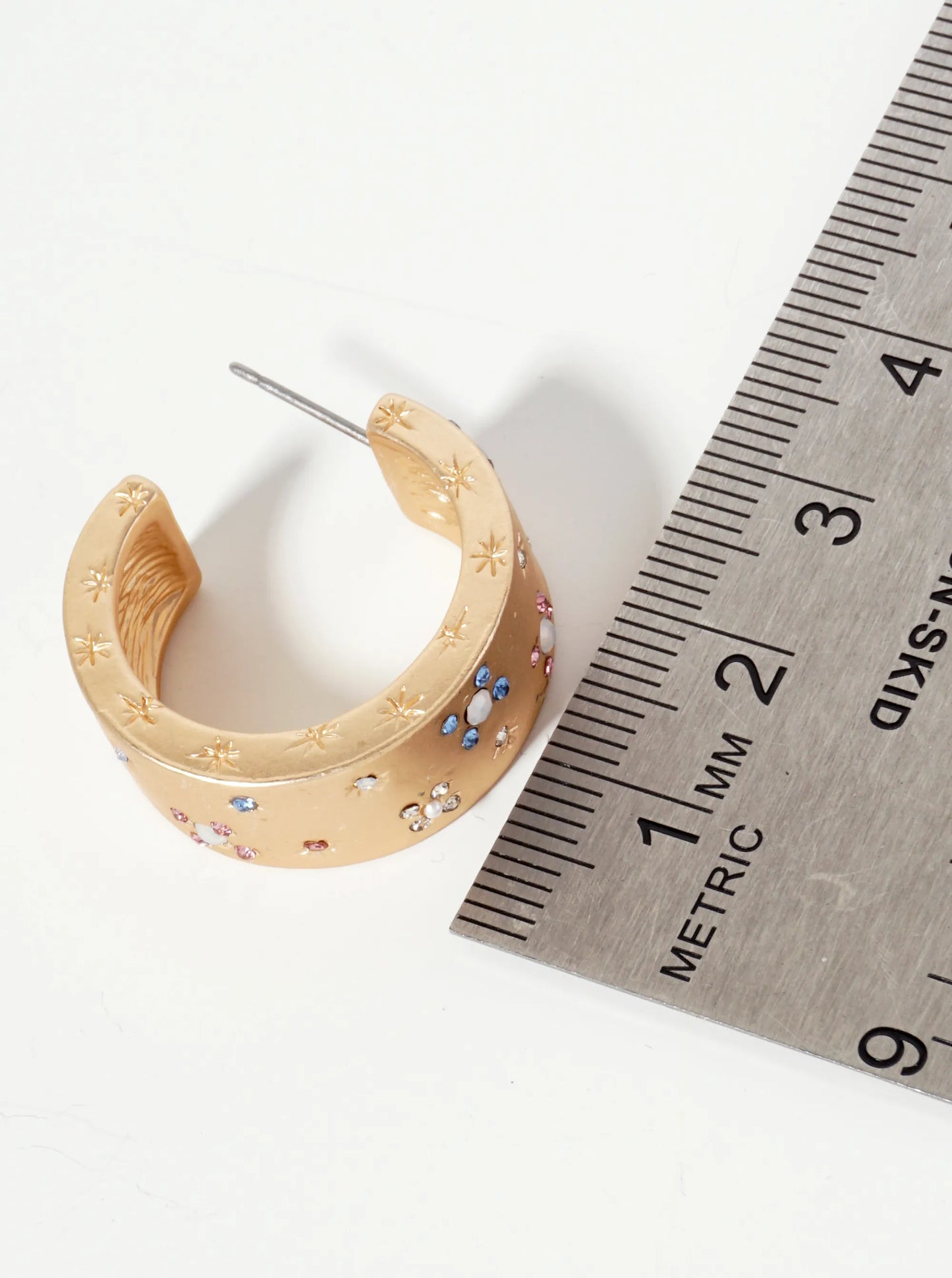 Celestial-Theme Crystal-Pave 25mm Open Hoop Earrings With 9mm Thickness