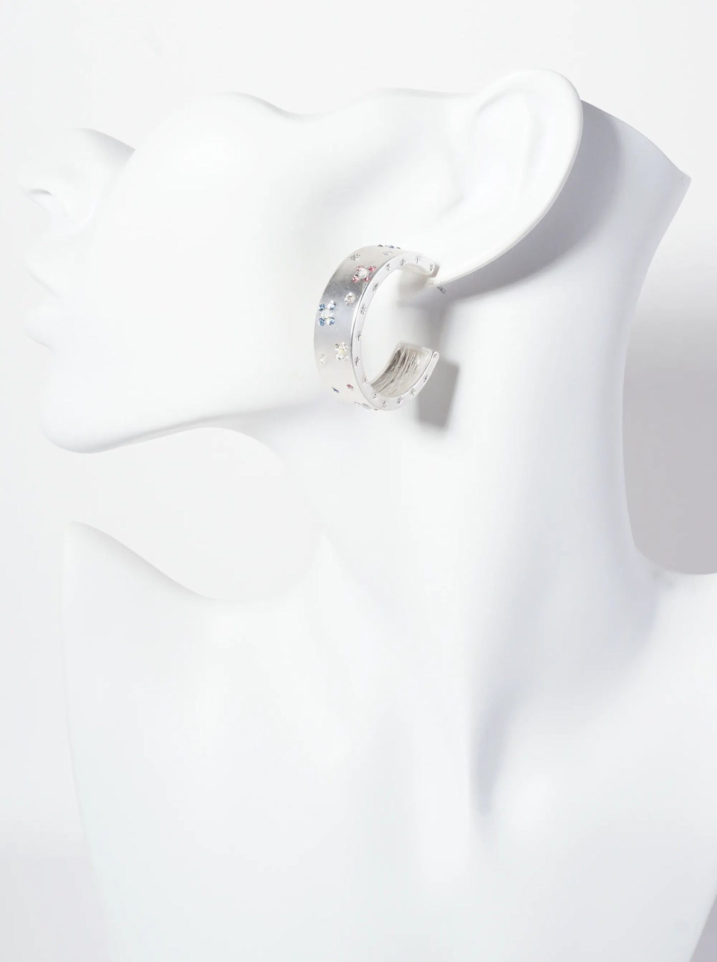 Celestial-Theme Crystal-Pave 32mm Open Hoop Earrings With 9mm Thickness