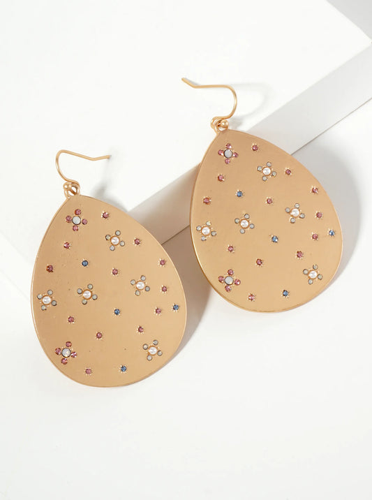 Celestial-Theme Crystal-Pave Teardrop Dangle Earrings