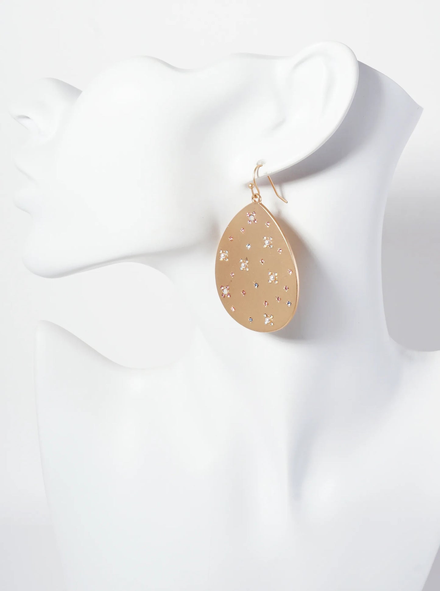 Celestial-Theme Crystal-Pave Teardrop Dangle Earrings