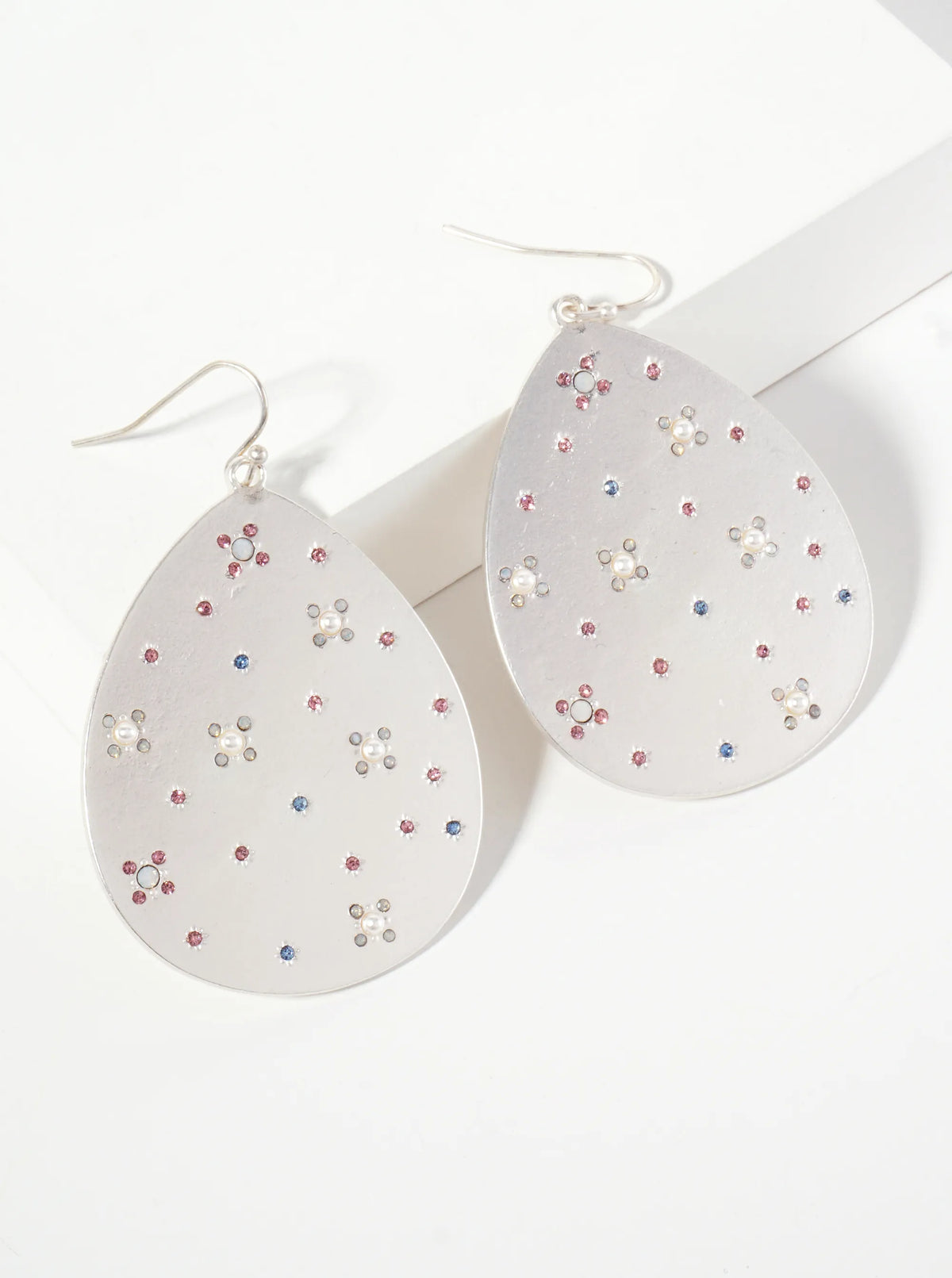 Celestial-Theme Crystal-Pave Teardrop Dangle Earrings