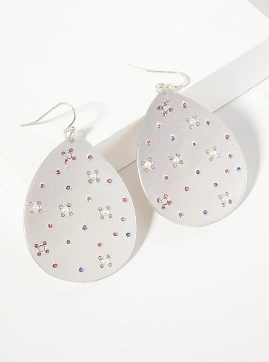 Celestial-Theme Crystal-Pave Teardrop Dangle Earrings