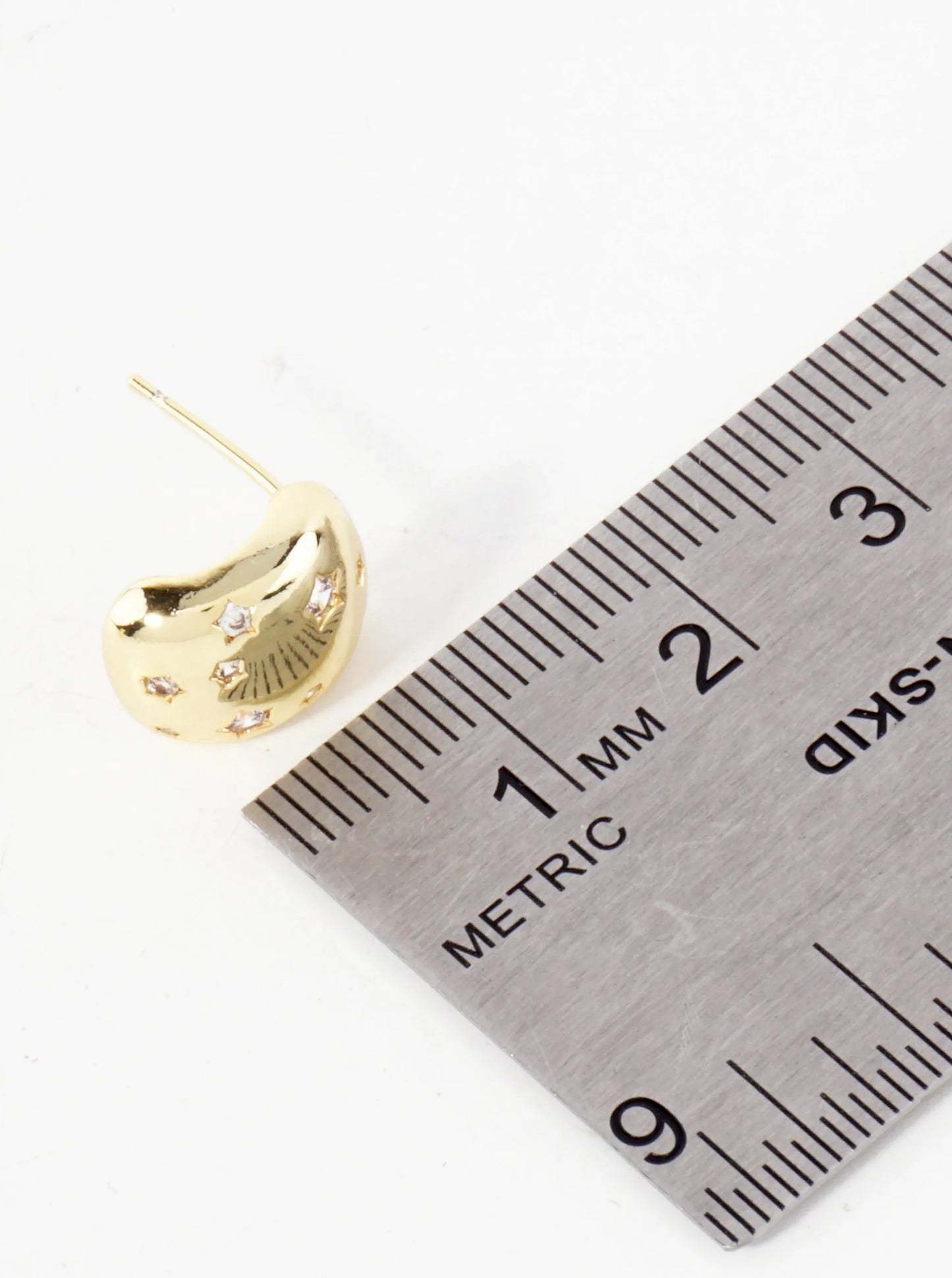 Celestial-Theme Cubic-Zirconia Star-Accented 14K-Gold-Dipped Brass Earrings