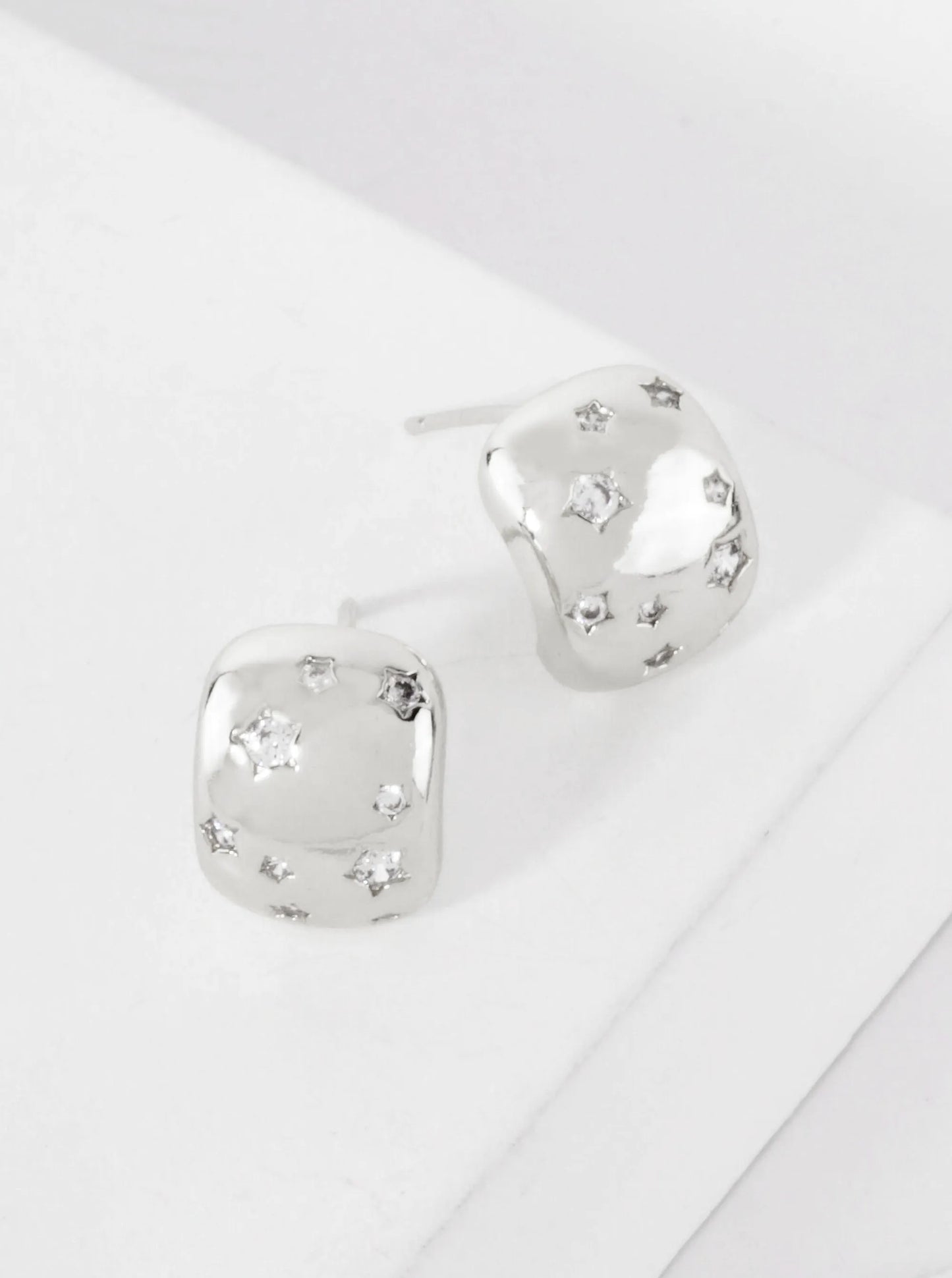 Celestial-Theme Cubic-Zirconia Star-Accented 14K-Gold-Dipped Brass Earrings