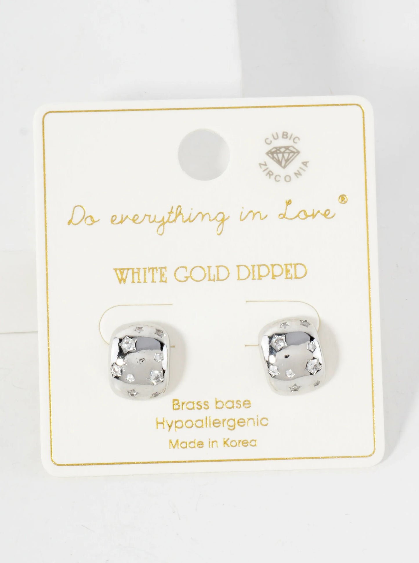 Celestial-Theme Cubic-Zirconia Star-Accented 14K-Gold-Dipped Brass Earrings