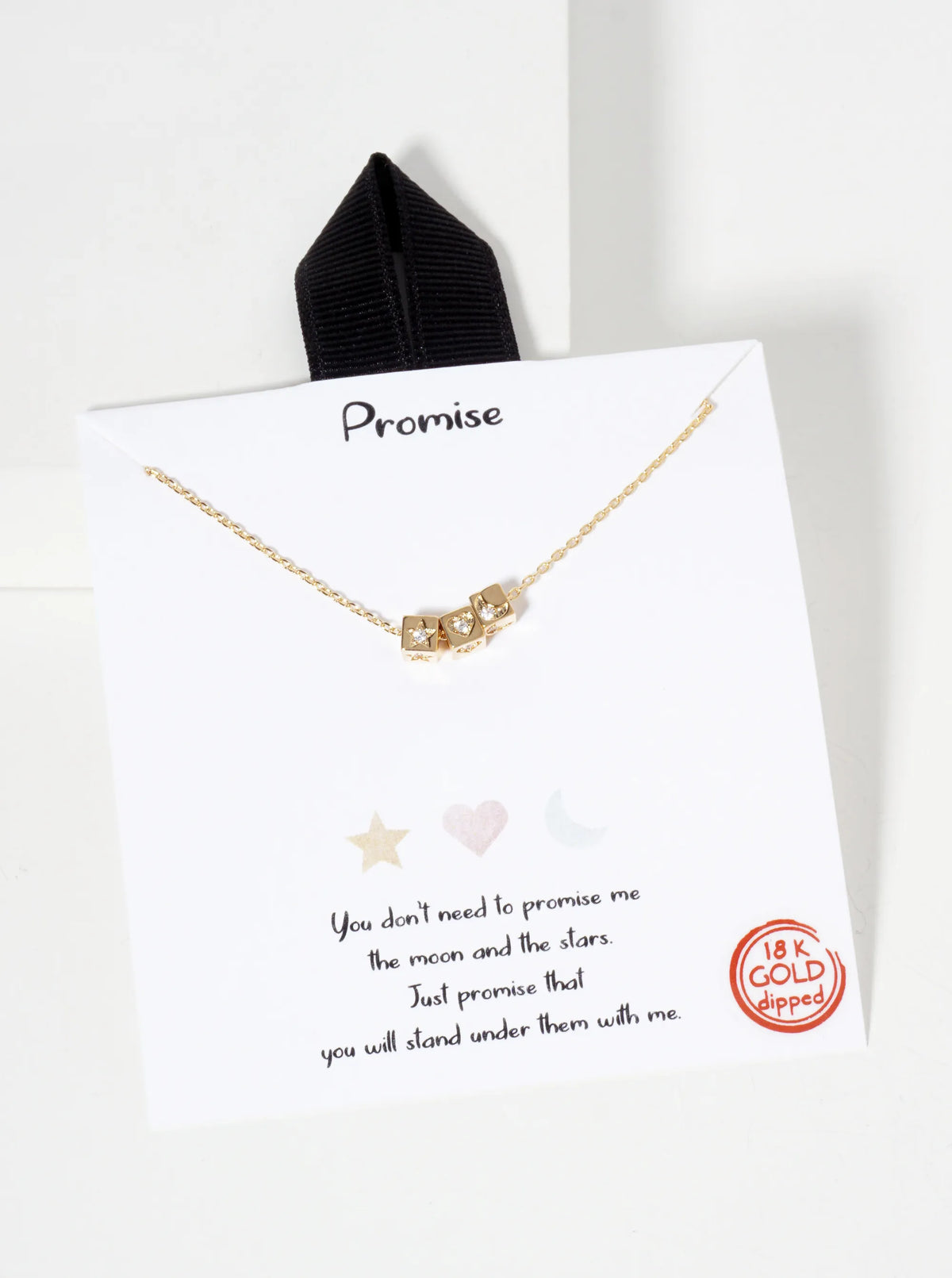 Celestial-Theme Cubic-Zirconia Star Moon Heart Pendant 18K-Gold-Dipped Necklace
