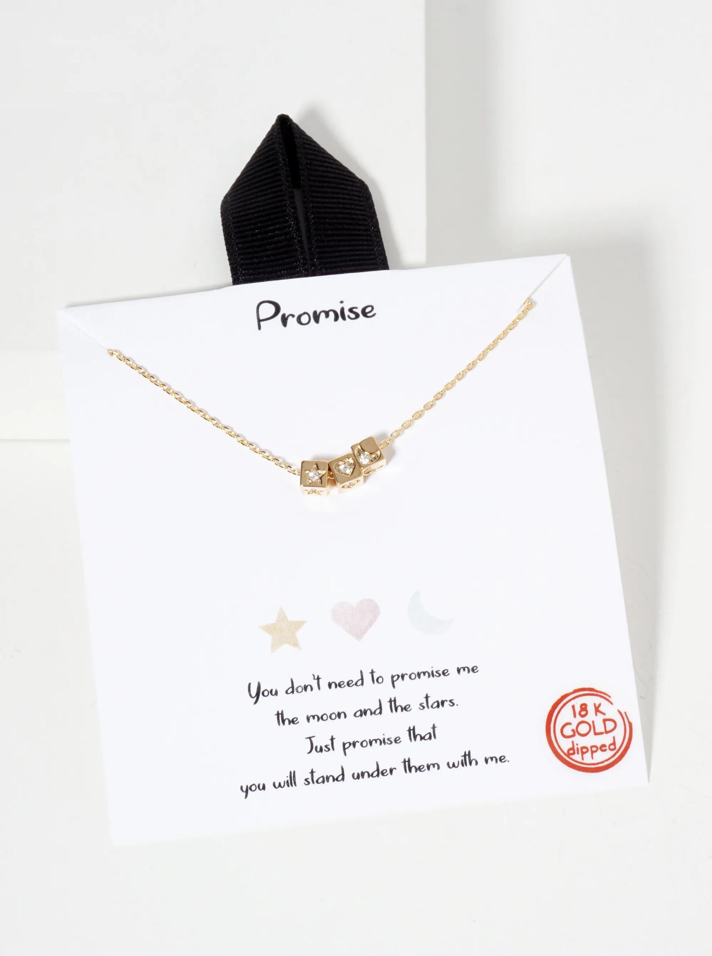 Celestial-Theme Cubic-Zirconia Star Moon Heart Pendant 18K-Gold-Dipped Necklace