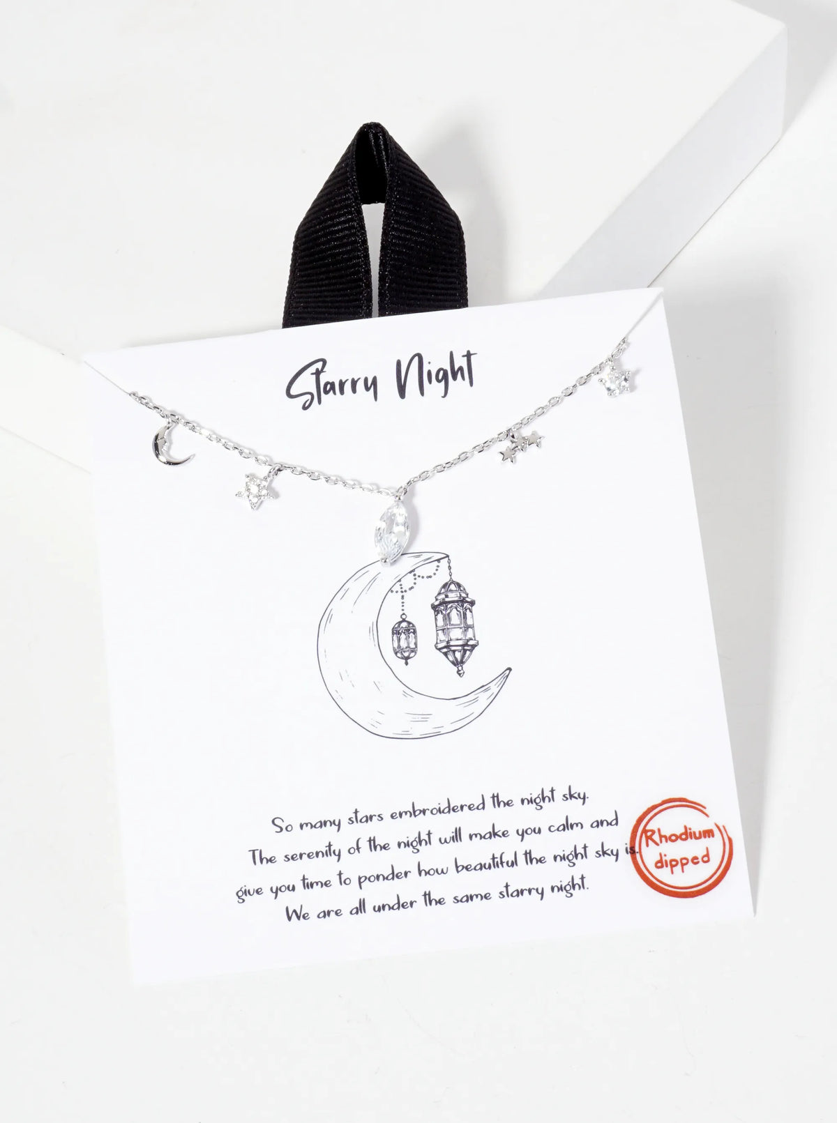 Celestial-Theme Delicate Cubic-Zirconia Charms 18K-Gold-Dipped Necklace