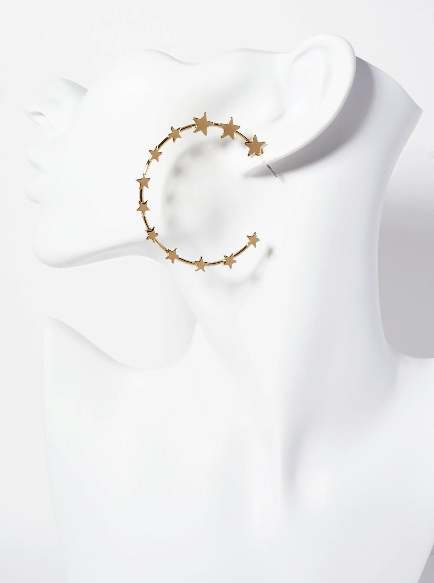 Celestial-Theme Graduated Stars Adorning The Line 45mm Open Hoop Earrings
