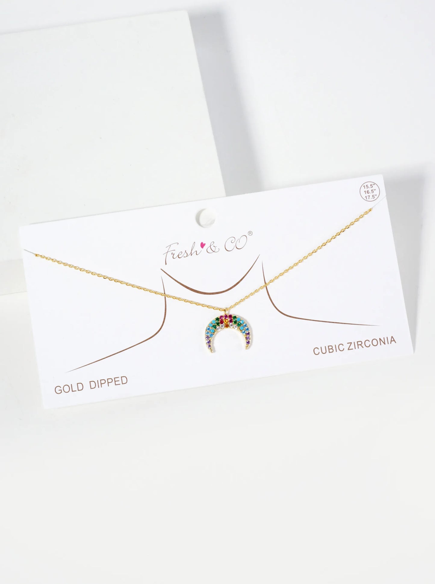 Celestial-Theme Pave-Set Cubic-Zirconia Crescent Moon Pendant 18K-Gold-Dipped Necklace