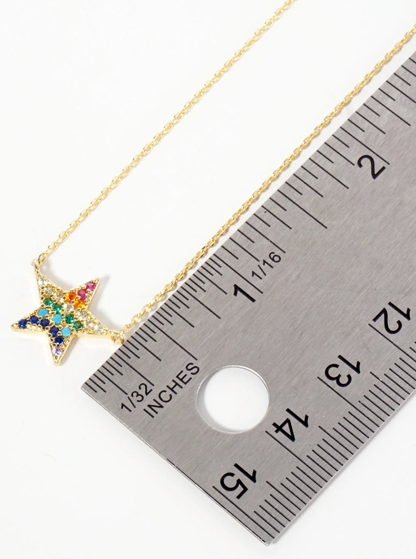 Celestial-Theme Pave-Set Cubic-Zirconia Star Pendant 18K-Gold-Dipped Necklace