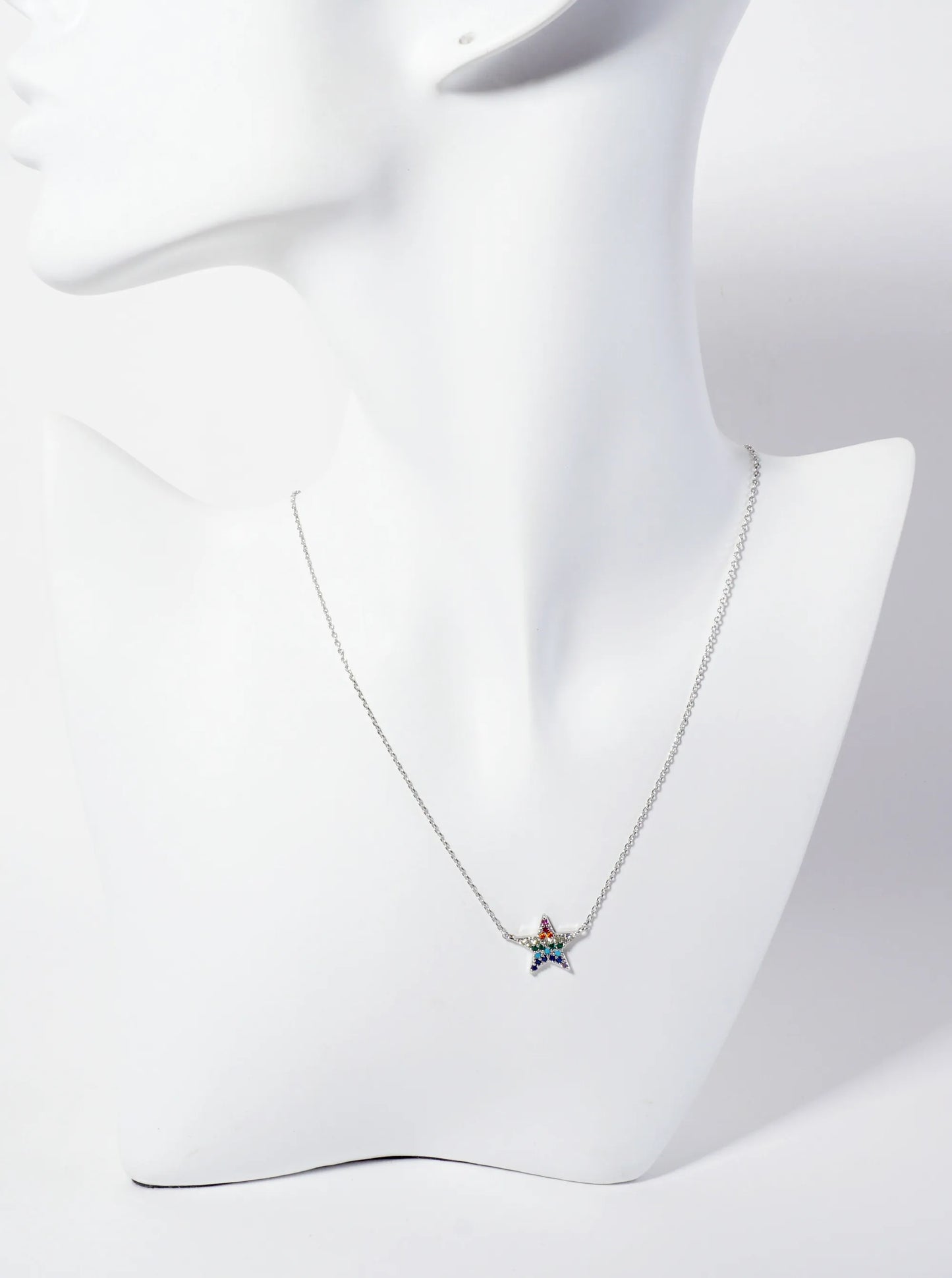 Celestial-Theme Pave-Set Cubic-Zirconia Star Pendant 18K-Gold-Dipped Necklace