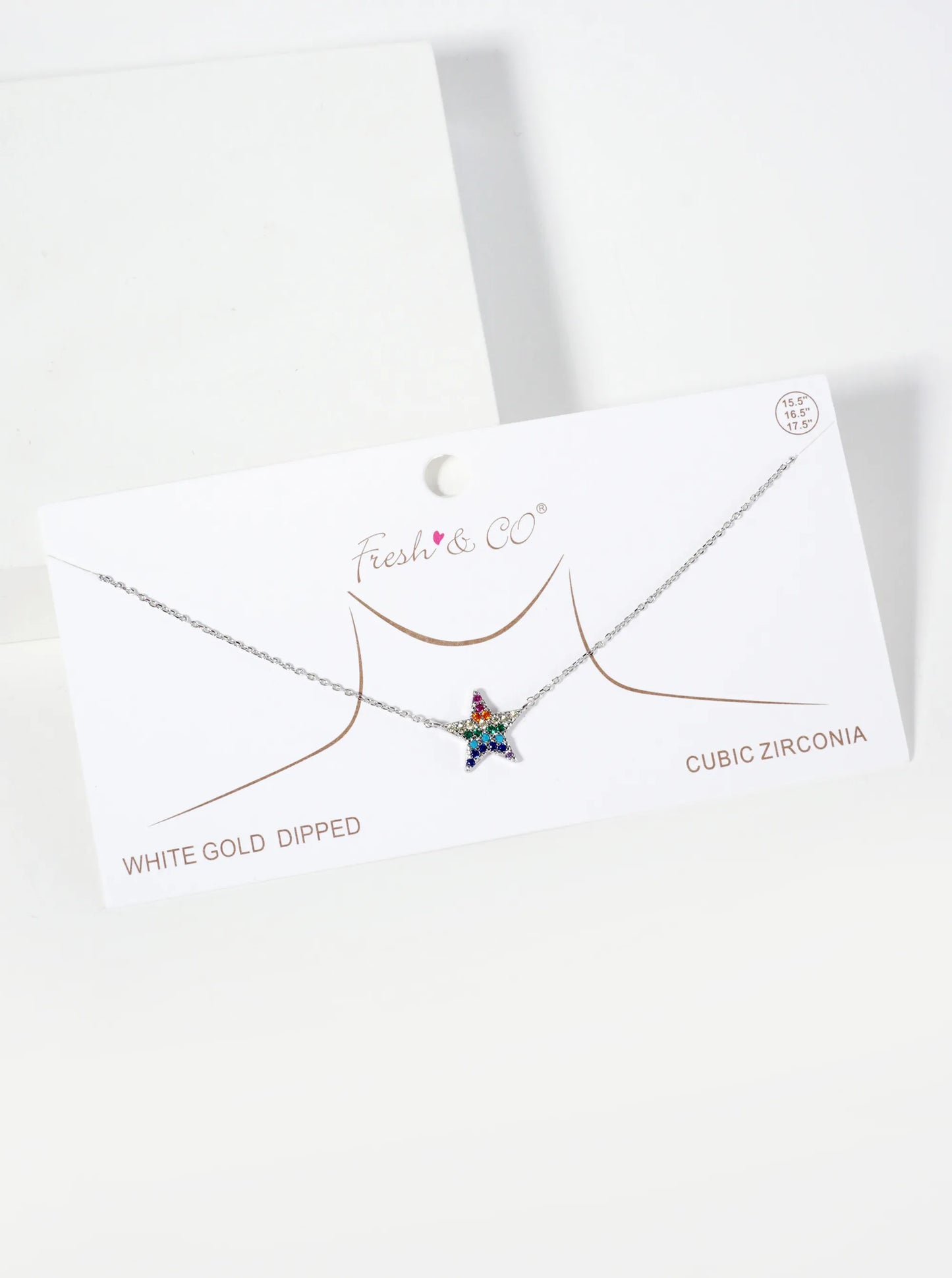 Celestial-Theme Pave-Set Cubic-Zirconia Star Pendant 18K-Gold-Dipped Necklace