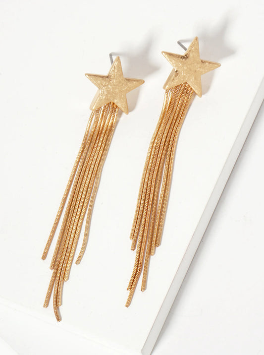 Celestial-Theme Star With Chain Drop Earrings