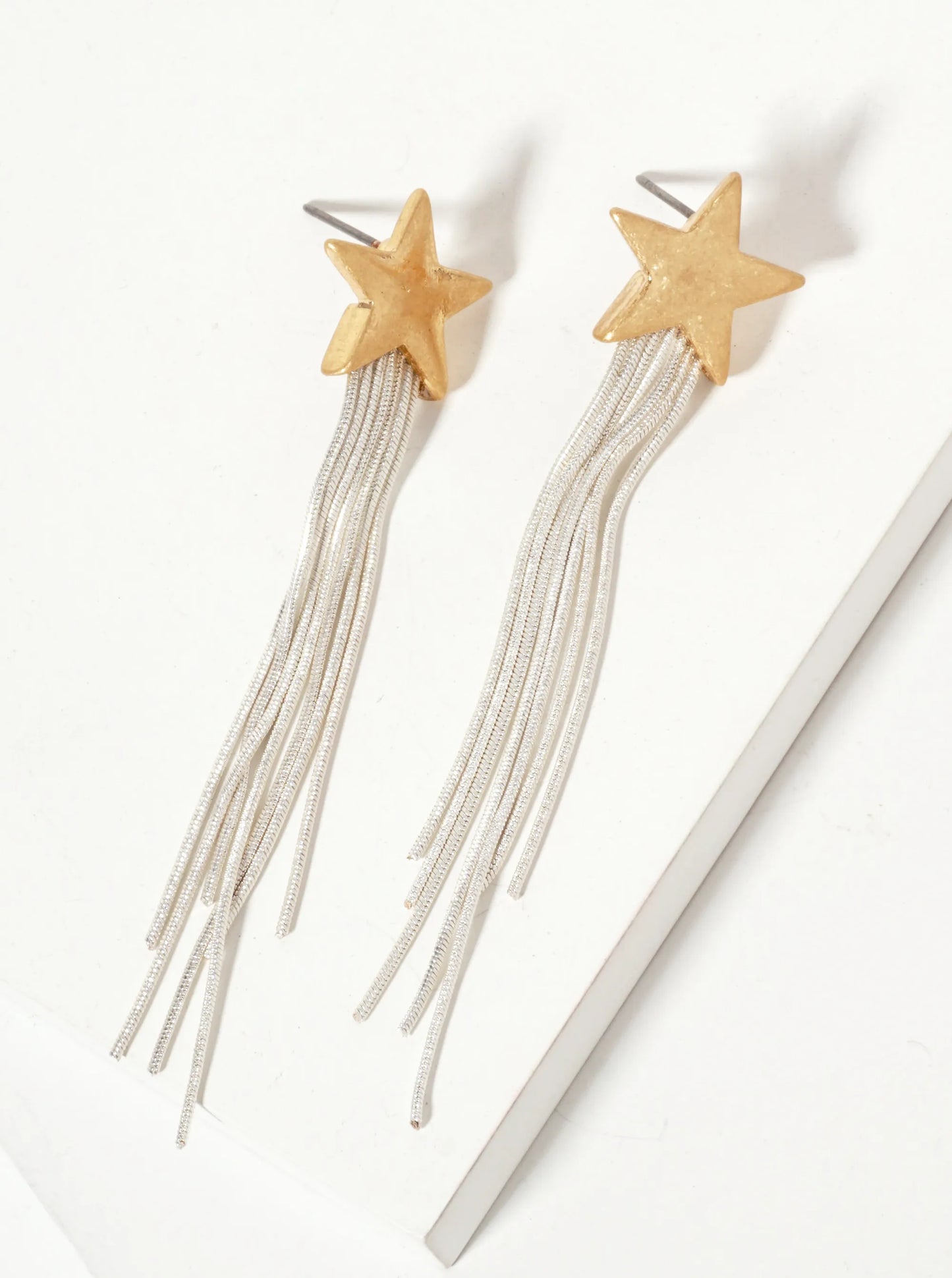 Celestial-Theme Star With Chain Drop Earrings
