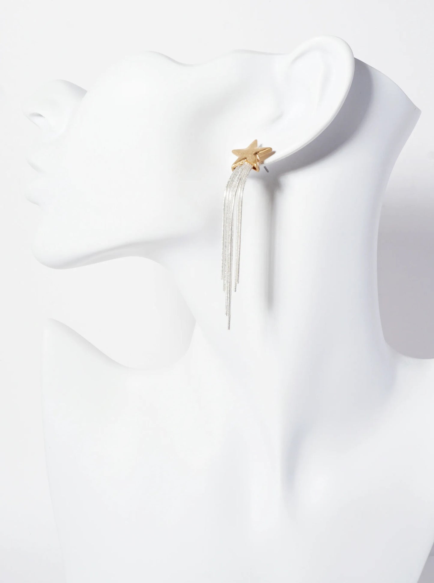 Celestial-Theme Star With Chain Drop Earrings