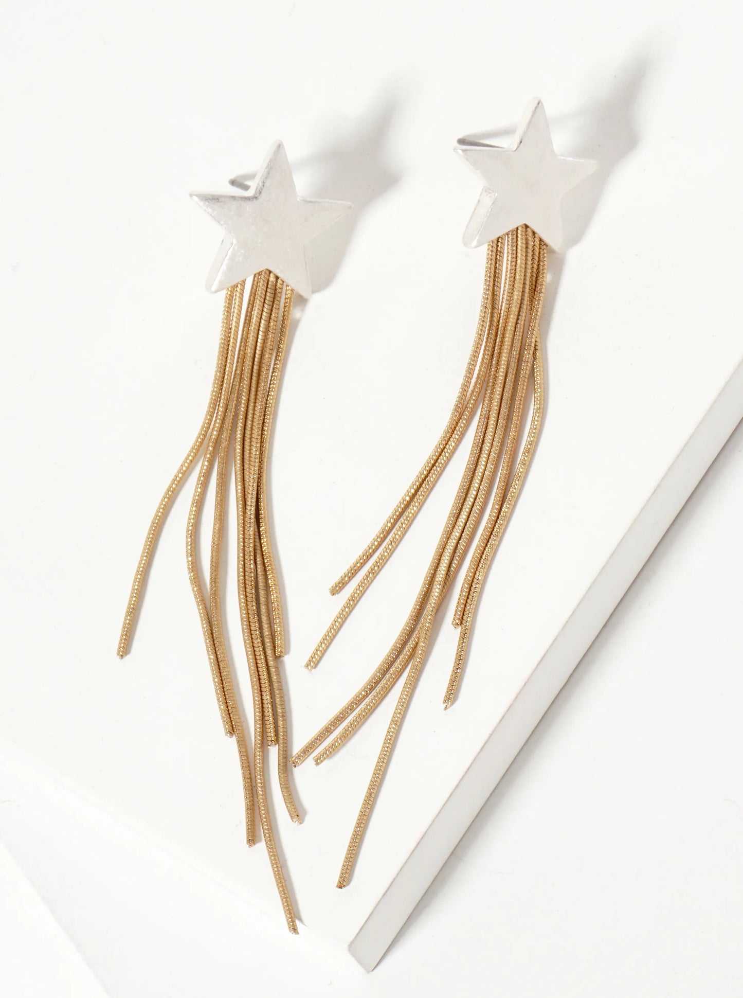 Celestial-Theme Star With Chain Drop Earrings