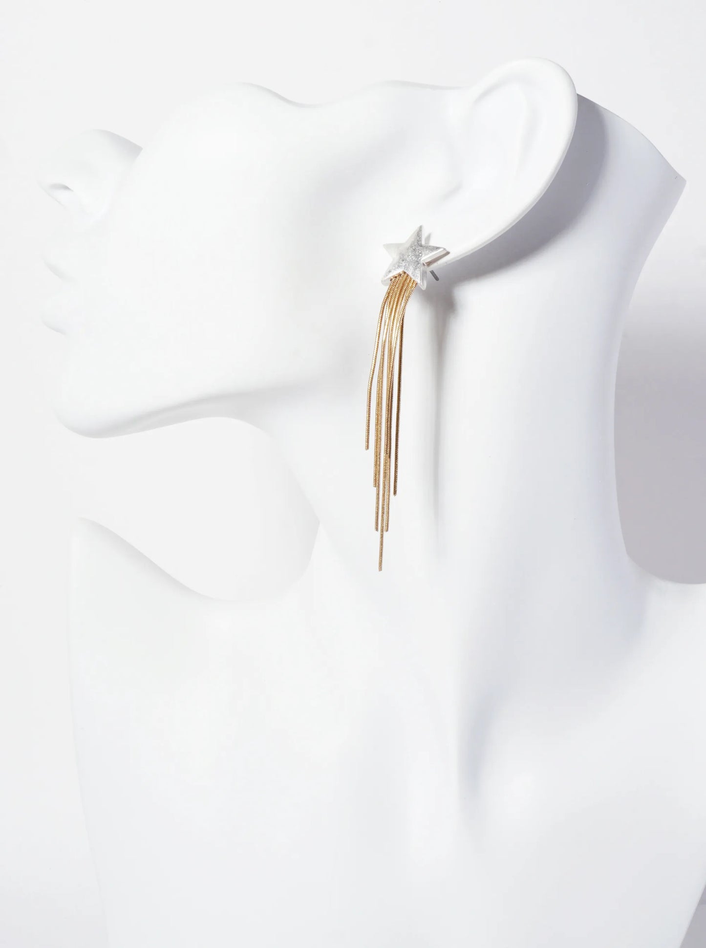 Celestial-Theme Star With Chain Drop Earrings