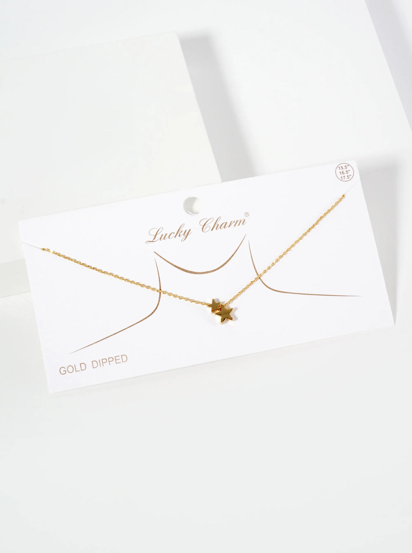 Celestial-Theme Two Stars Pendant 18K-Gold-Dipped Necklace