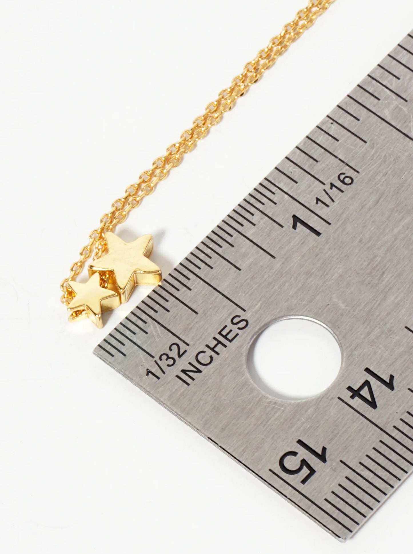 Celestial-Theme Two Stars Pendant 18K-Gold-Dipped Necklace