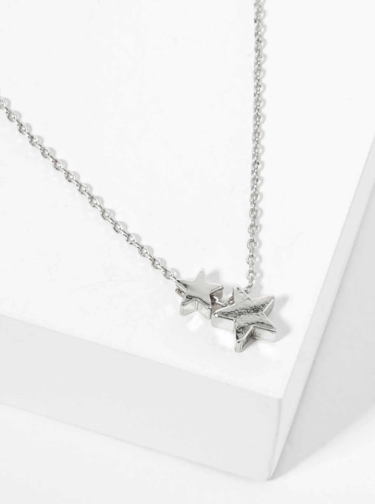 Celestial-Theme Two Stars Pendant 18K-Gold-Dipped Necklace