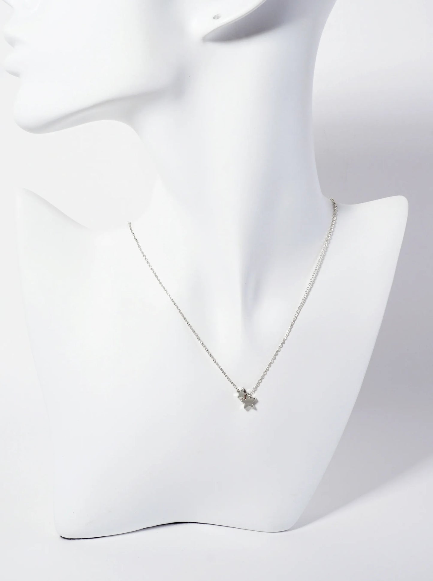 Celestial-Theme Two Stars Pendant 18K-Gold-Dipped Necklace