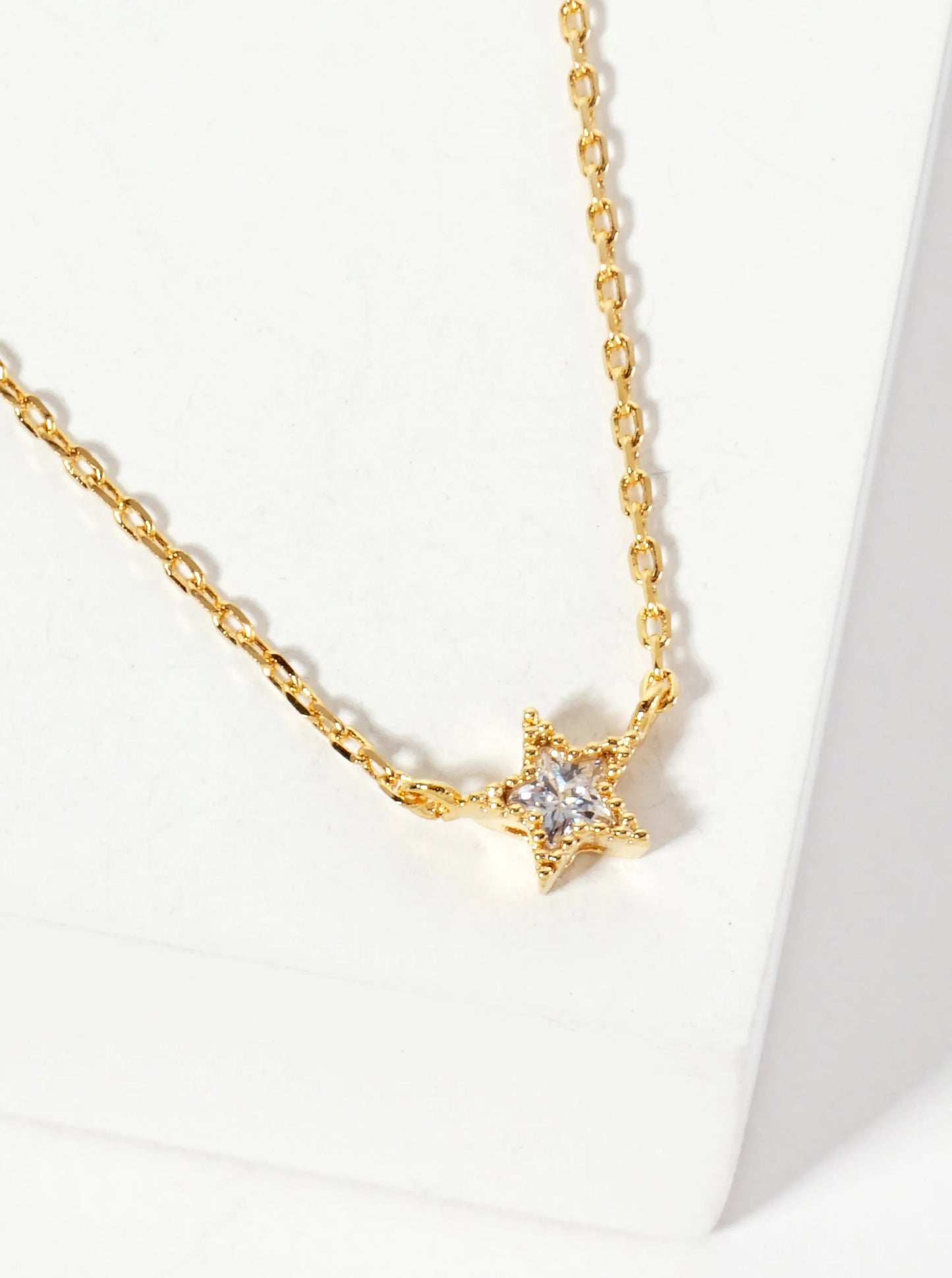 Celestial-theme 18K-Gold-Dipped 5mm Cubic-Zirconia Star Pendant Necklace