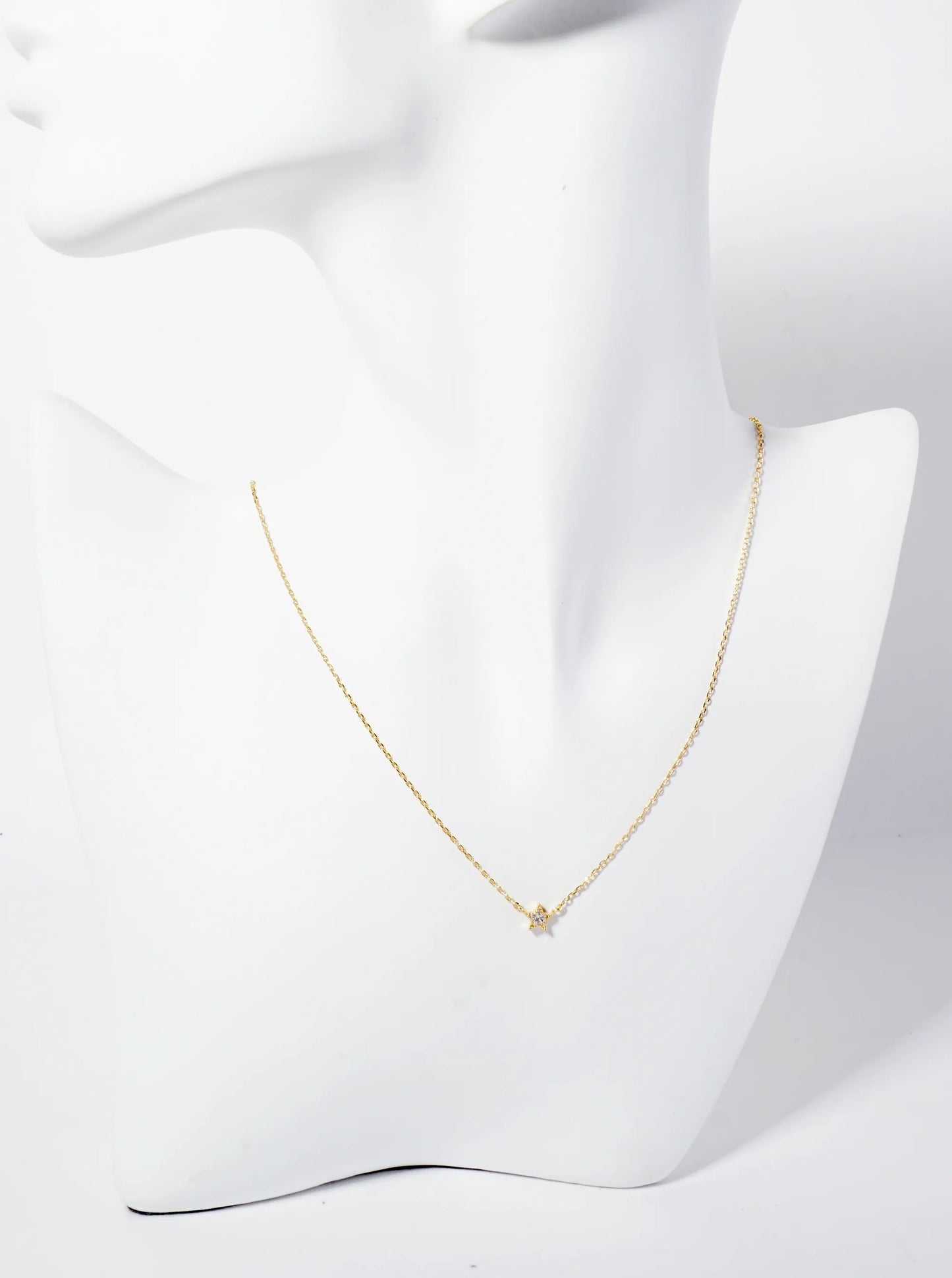 Celestial-theme 18K-Gold-Dipped 5mm Cubic-Zirconia Star Pendant Necklace
