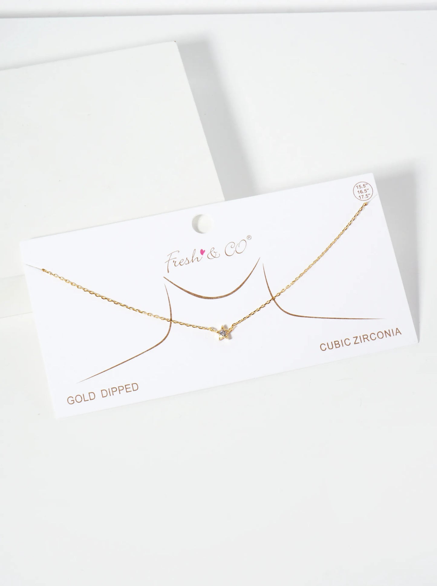 Celestial-theme 18K-Gold-Dipped 5mm Cubic-Zirconia Star Pendant Necklace